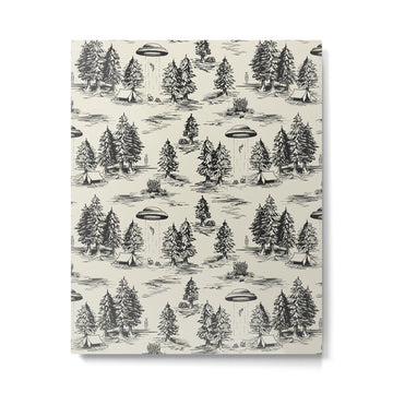 Black Alien Abduction Toile De Jouy Pattern Metal Print | TeksDecor