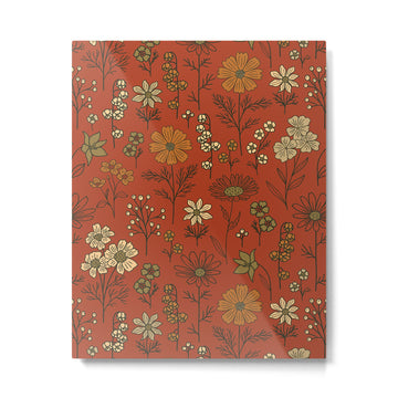 Burnt Orange & Olive Green Floral Metal Print | TeksDecor