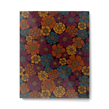 Dark Burgundy, Teal & Mustard Floral Metal Print | TeksDecor