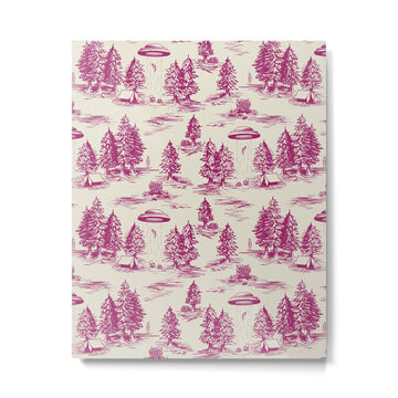 Magenta Alien Abduction Toile De Jouy Pattern Metal Print | TeksDecor