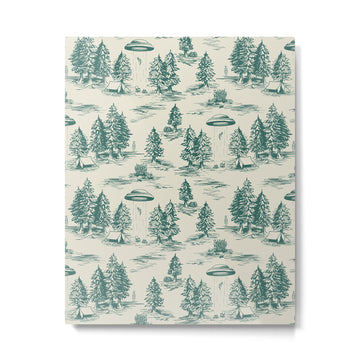 Teal Alien Abduction Toile De Jouy Pattern Metal Print | TeksDecor