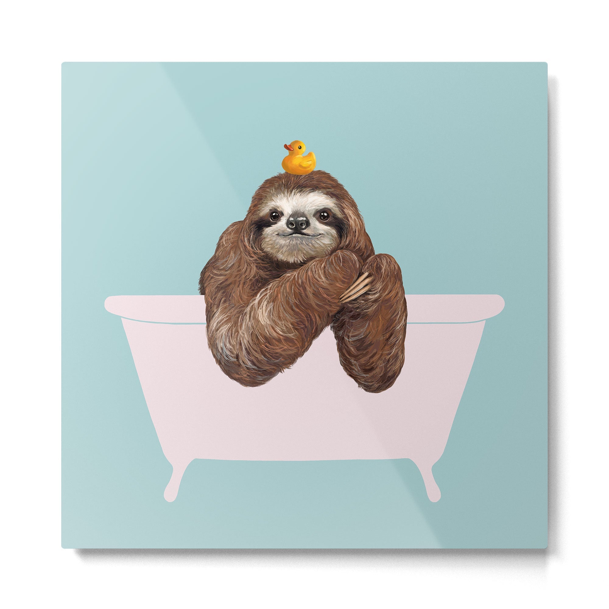 Sloth in Bathtub  Metal Print | TeksDecor