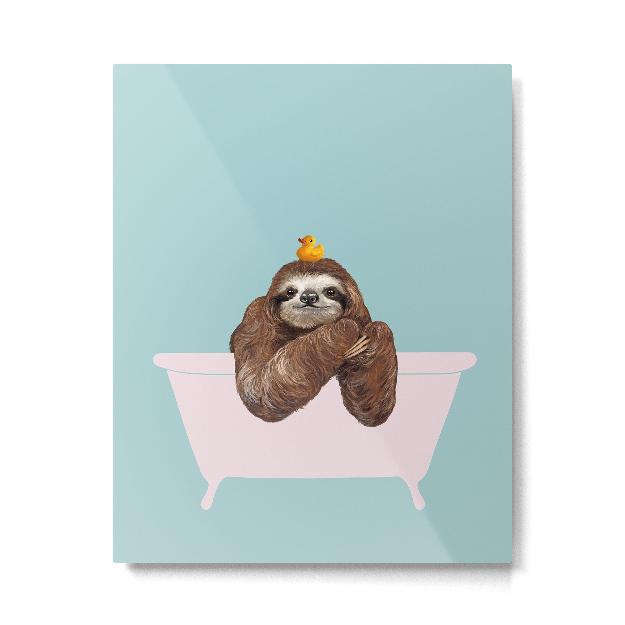 Sloth in Bathtub  Metal Print | TeksDecor