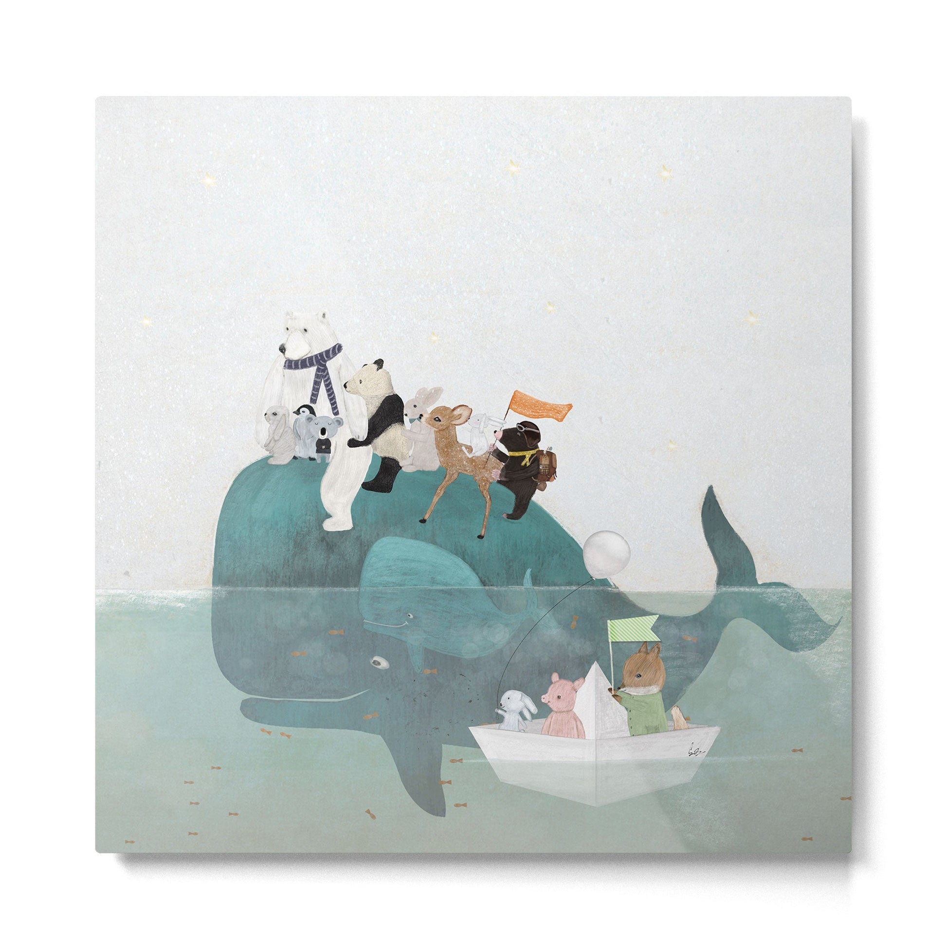 little little whale Metal Print | TeksDecor