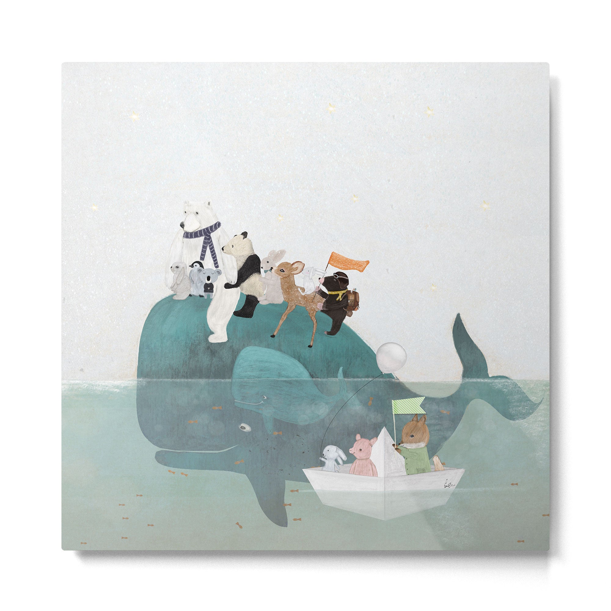little little whale Metal Print | TeksDecor