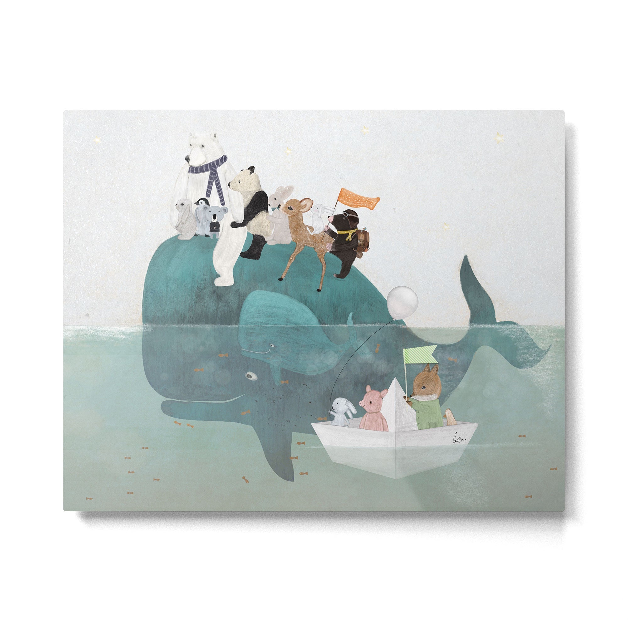 little little whale Metal Print | TeksDecor