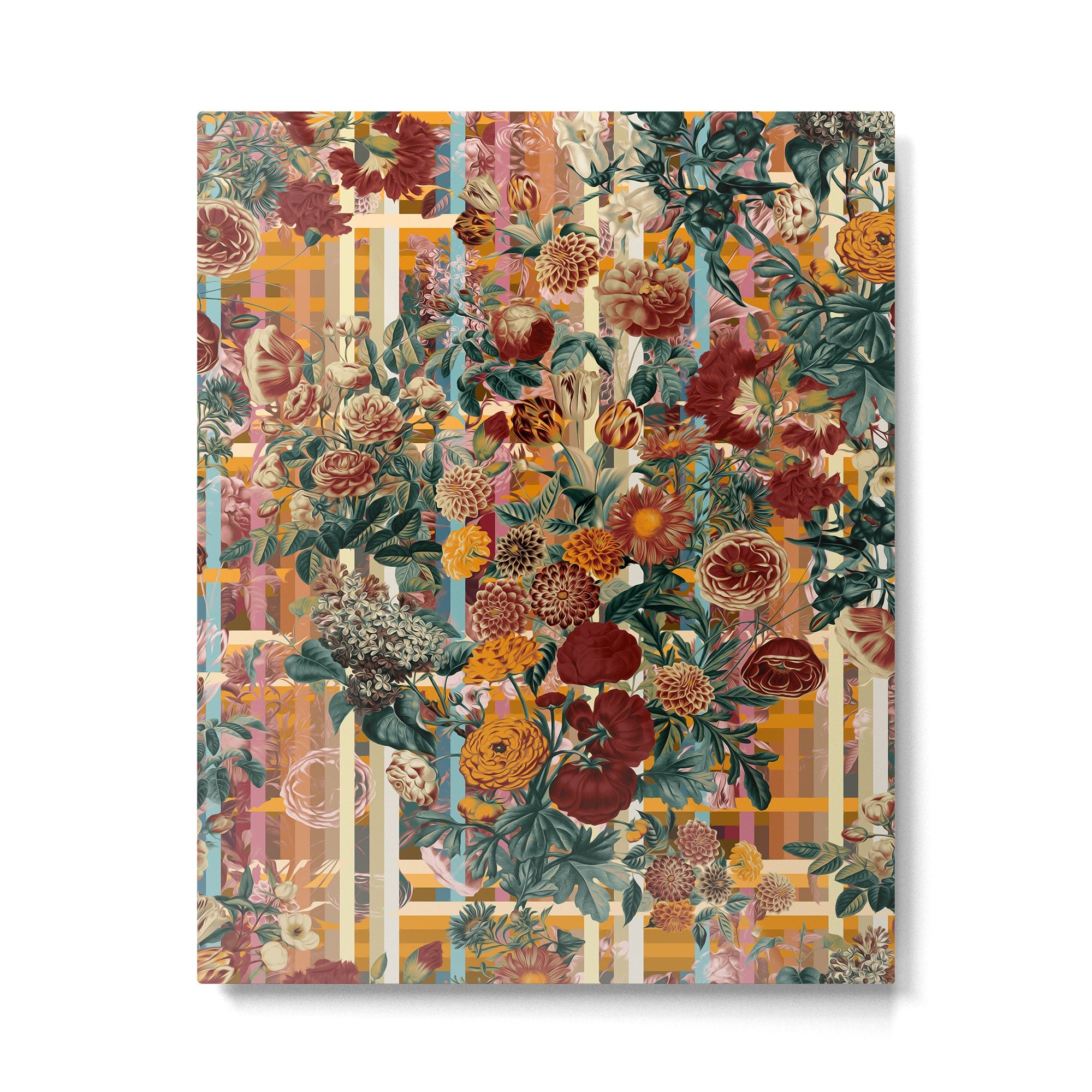 Floral and Tartan Pattern Metal Print | TeksDecor
