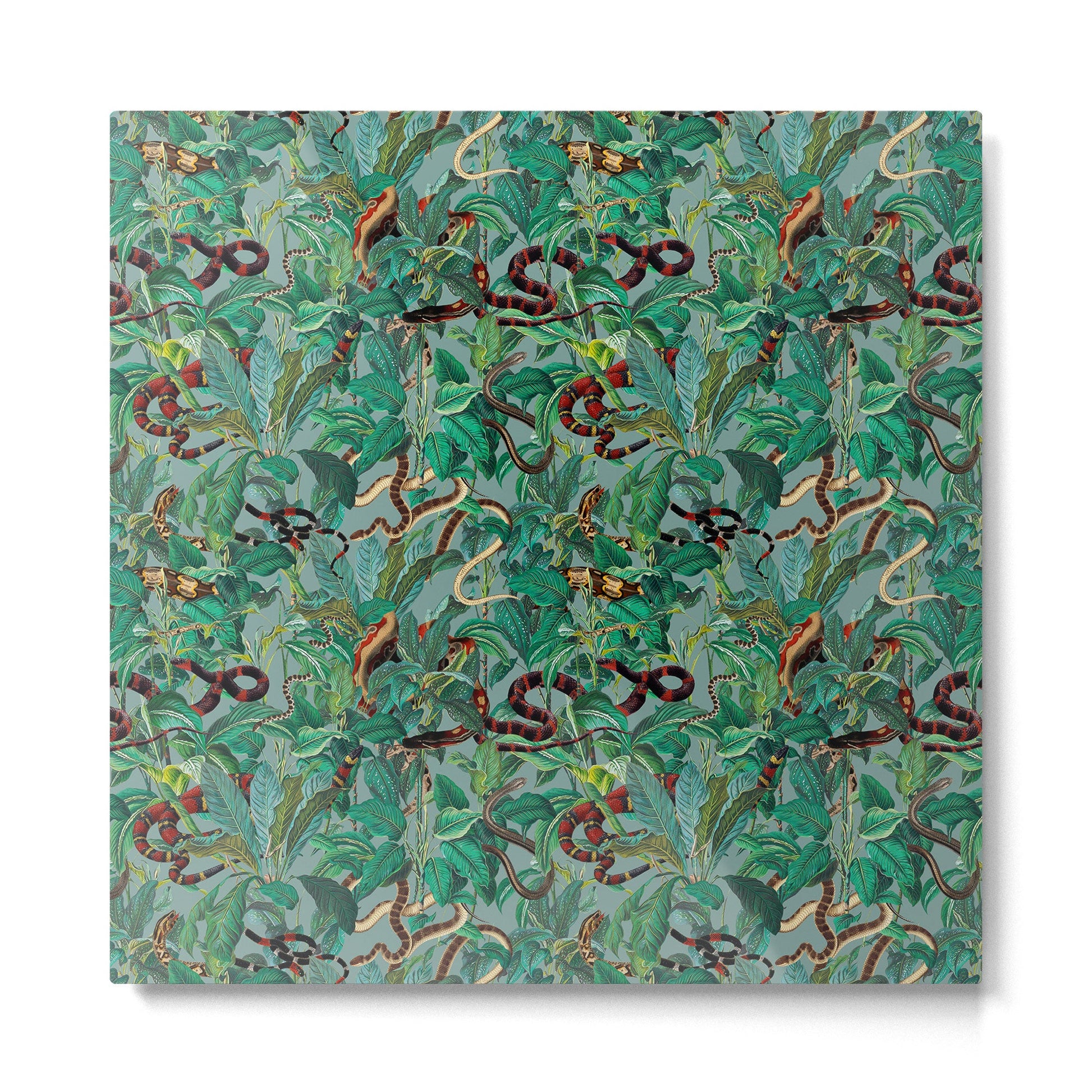 Leaf and Snake pattern Metal Print | TeksDecor