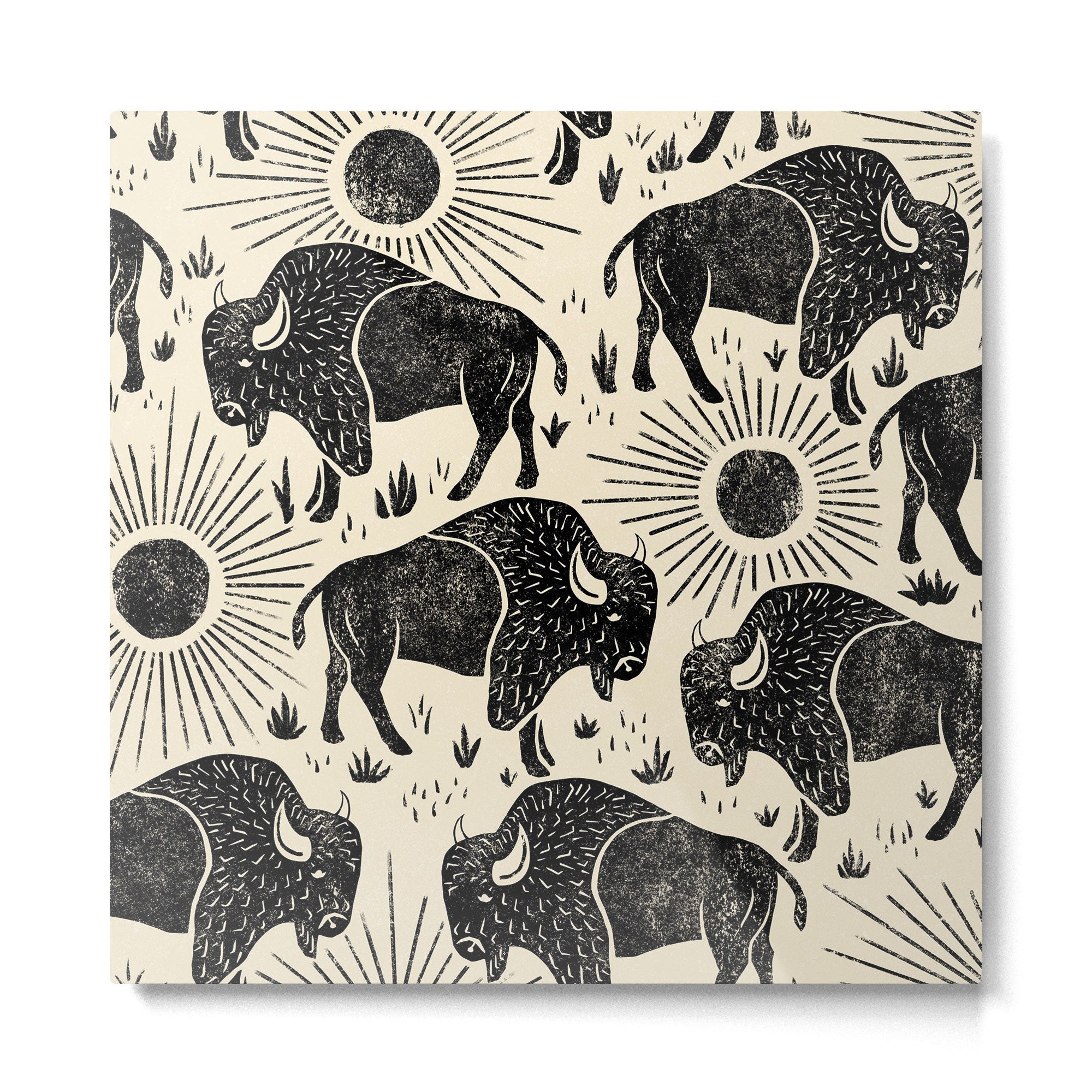 Bison - black and cream Metal Print | TeksDecor
