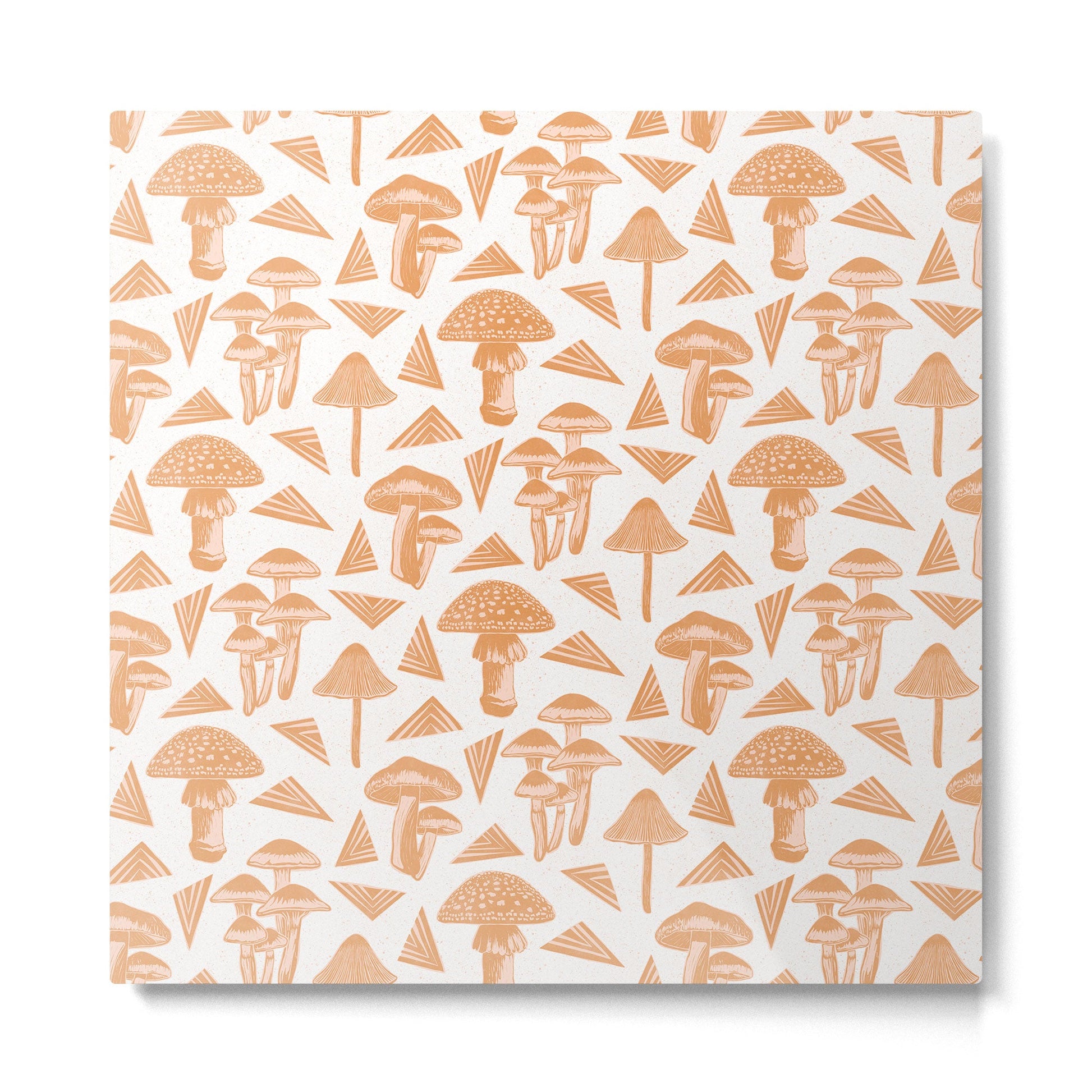Block-print Mushrooms - ochre and blush pink Metal Print | TeksDecor