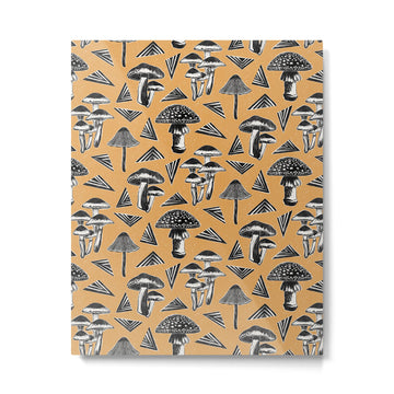 Block-print Mushrooms - ochre Metal Print | TeksDecor