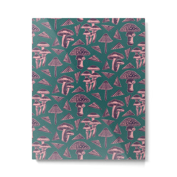 Block-print Mushrooms - purple on green Metal Print | TeksDecor