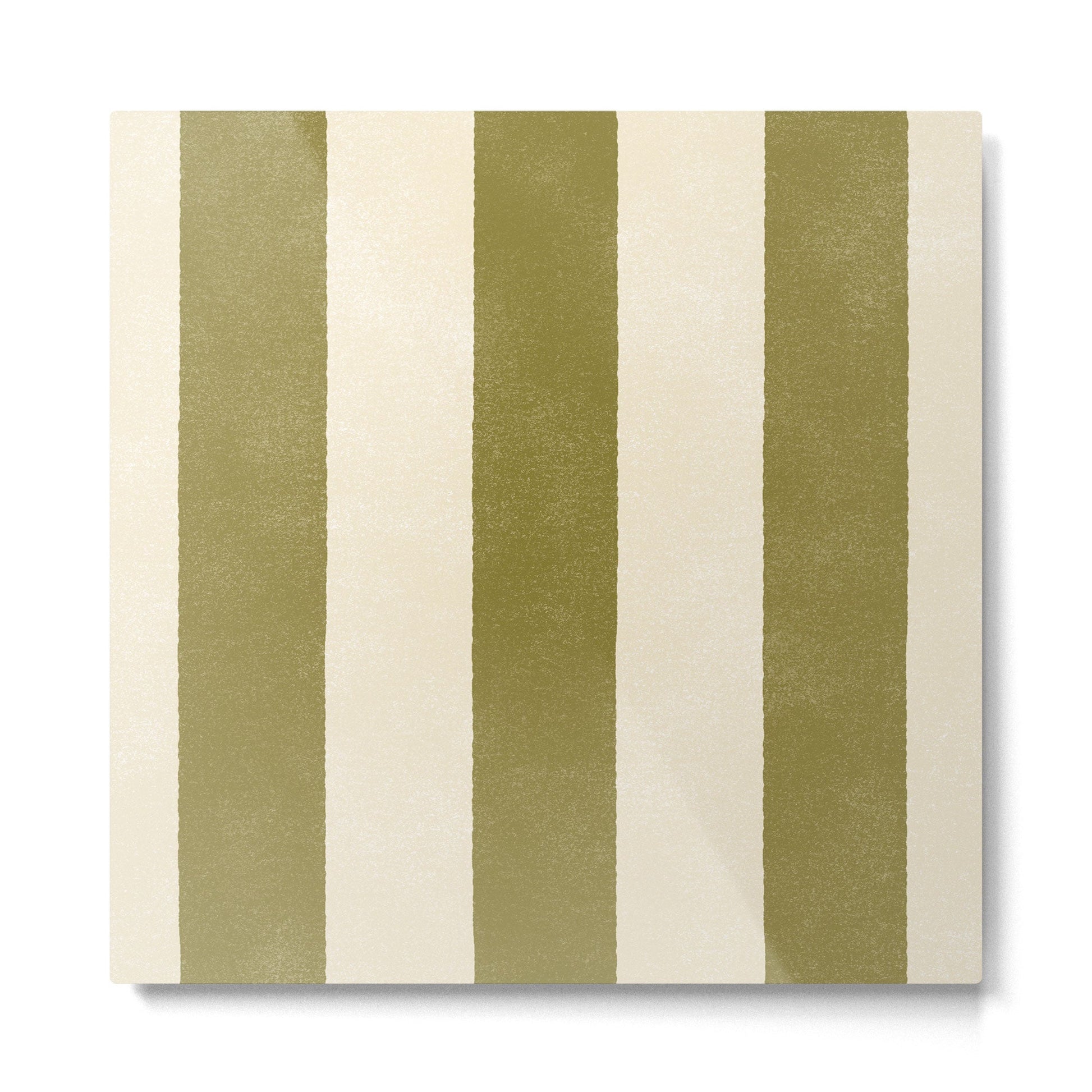 Cabana Stripe - moss green and cream Metal Print | TeksDecor