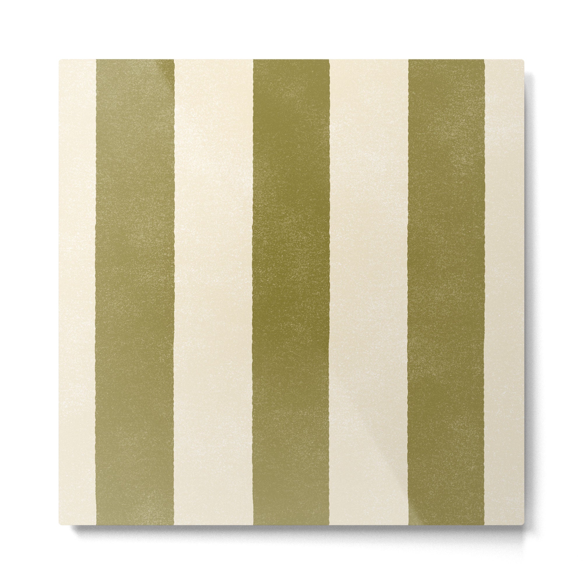 Cabana Stripe - moss green and cream Metal Print | TeksDecor