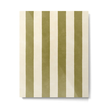 Cabana Stripe - moss green and cream Metal Print | TeksDecor