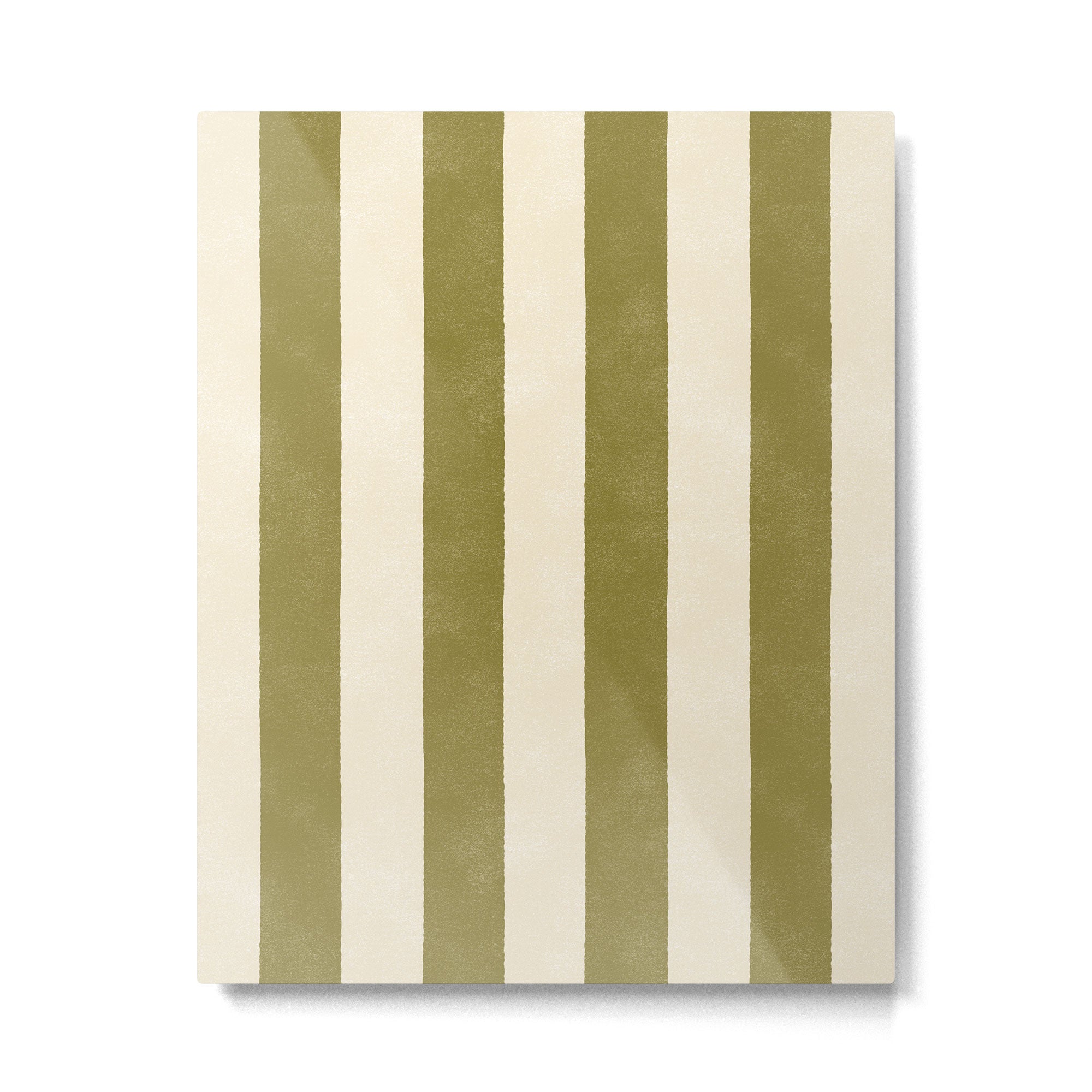 Cabana Stripe - moss green and cream Metal Print | TeksDecor