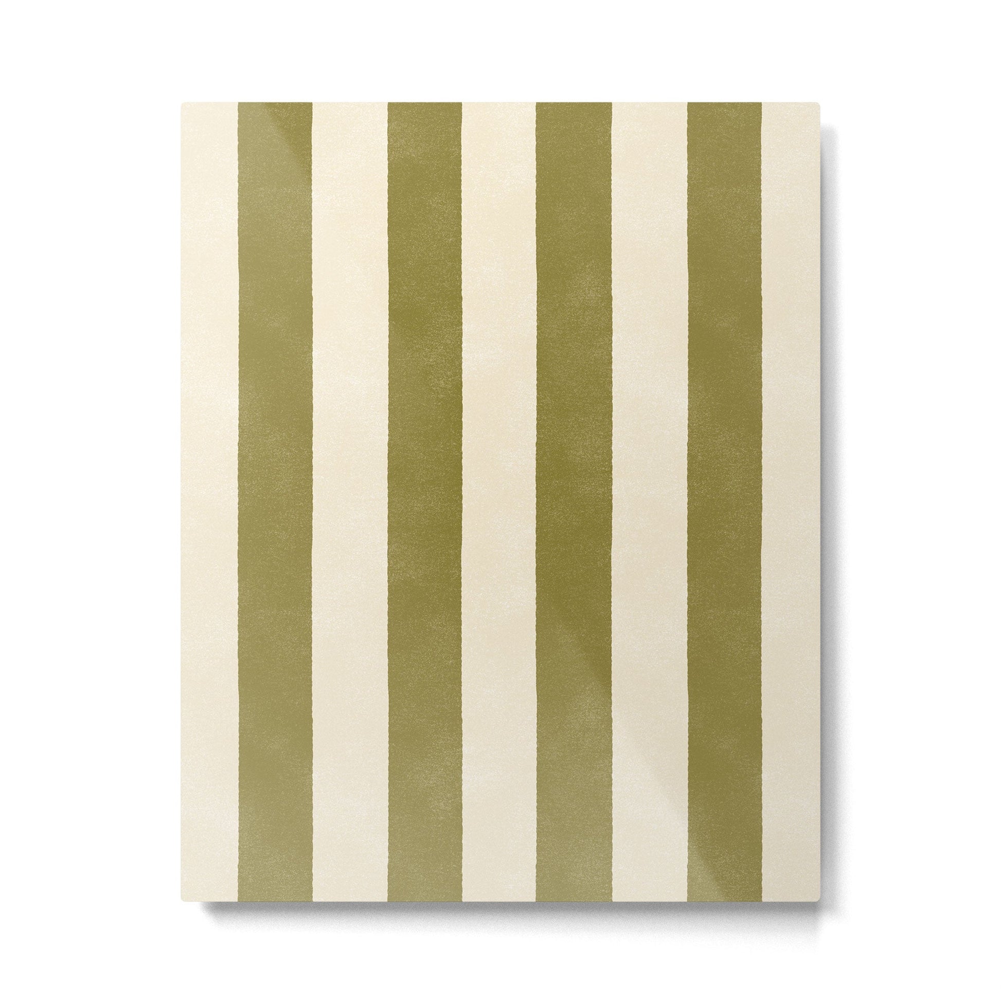 Cabana Stripe - moss green and cream Metal Print | TeksDecor