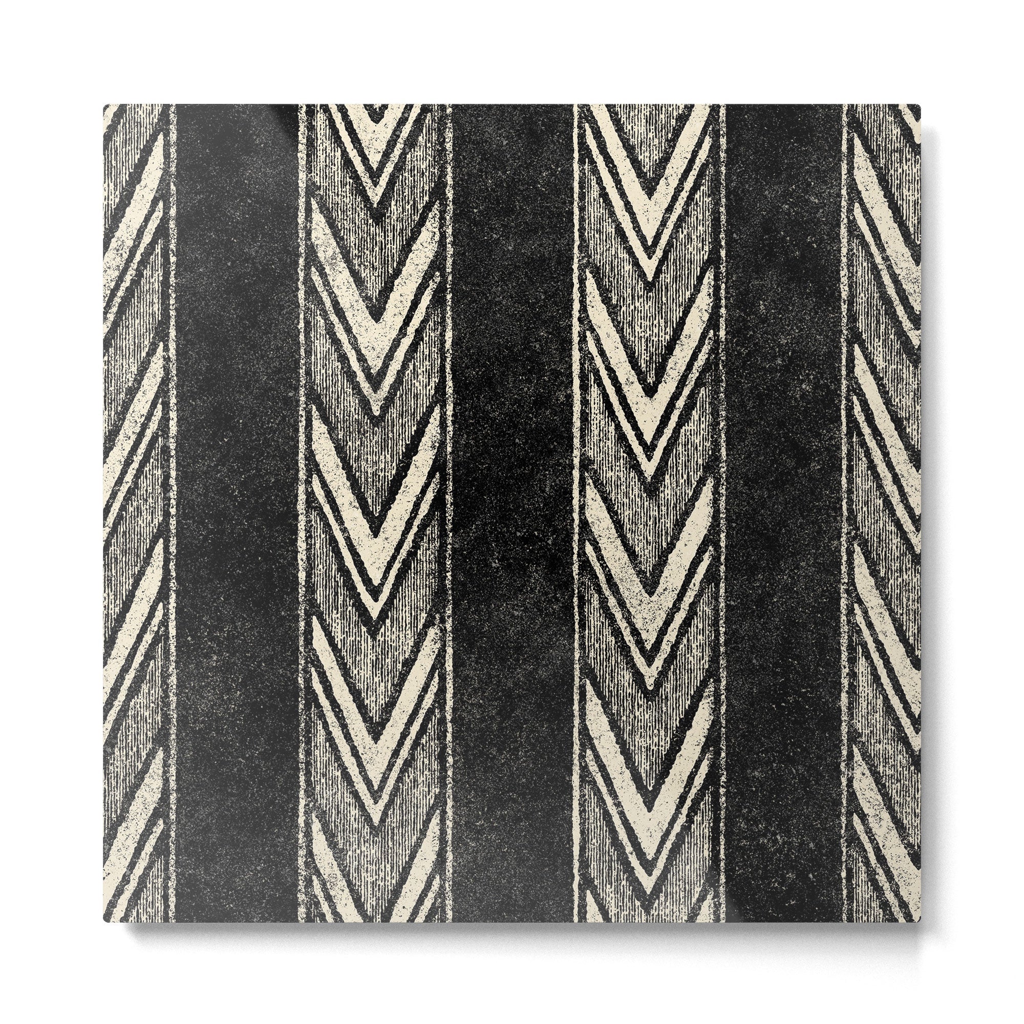 Canyon Stripe - black and cream Metal Print | TeksDecor
