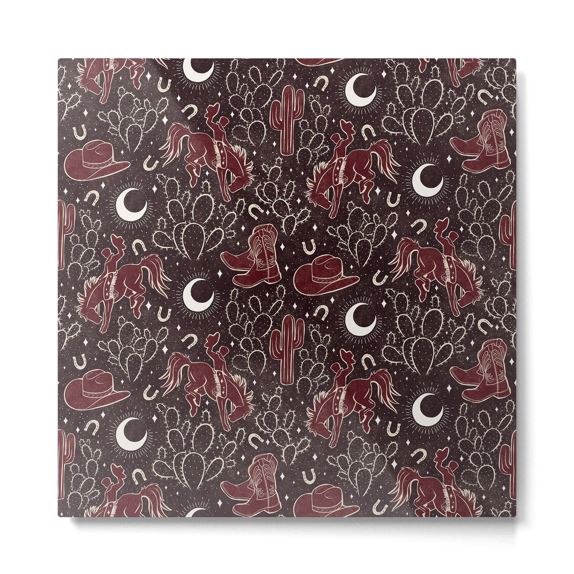 Cowboys and Cacti - manzanita brown Metal Print | TeksDecor