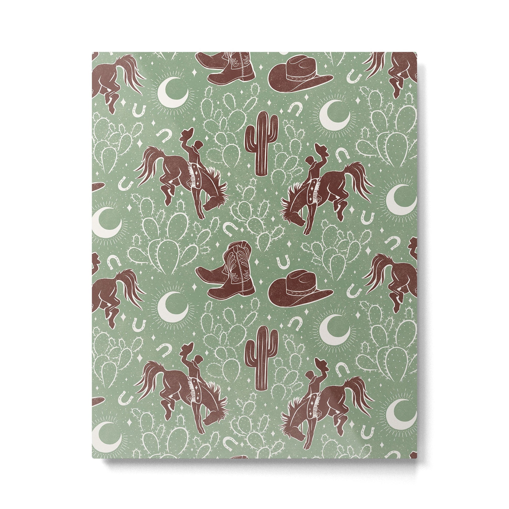 Cowboys and Cacti - sage Metal Print | TeksDecor