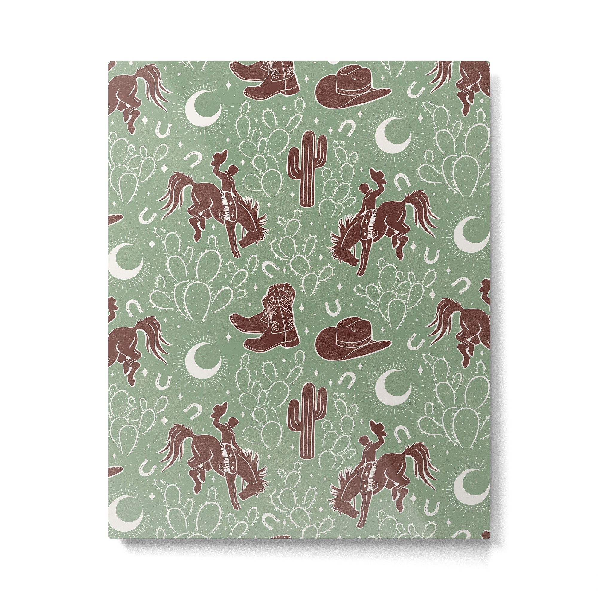 Cowboys and Cacti - sage Metal Print | TeksDecor