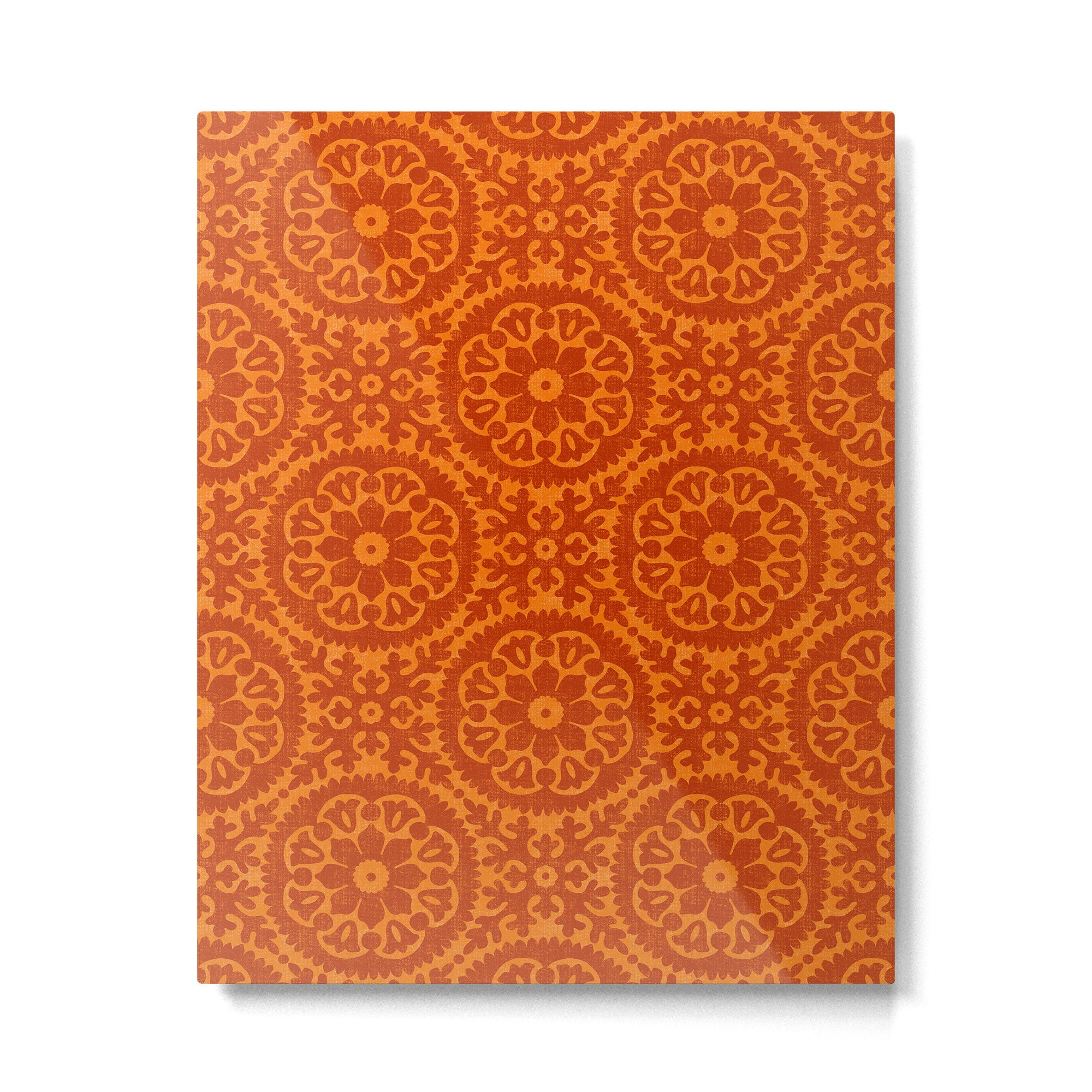 Folk Art Mandala - orange and red Metal Print | TeksDecor