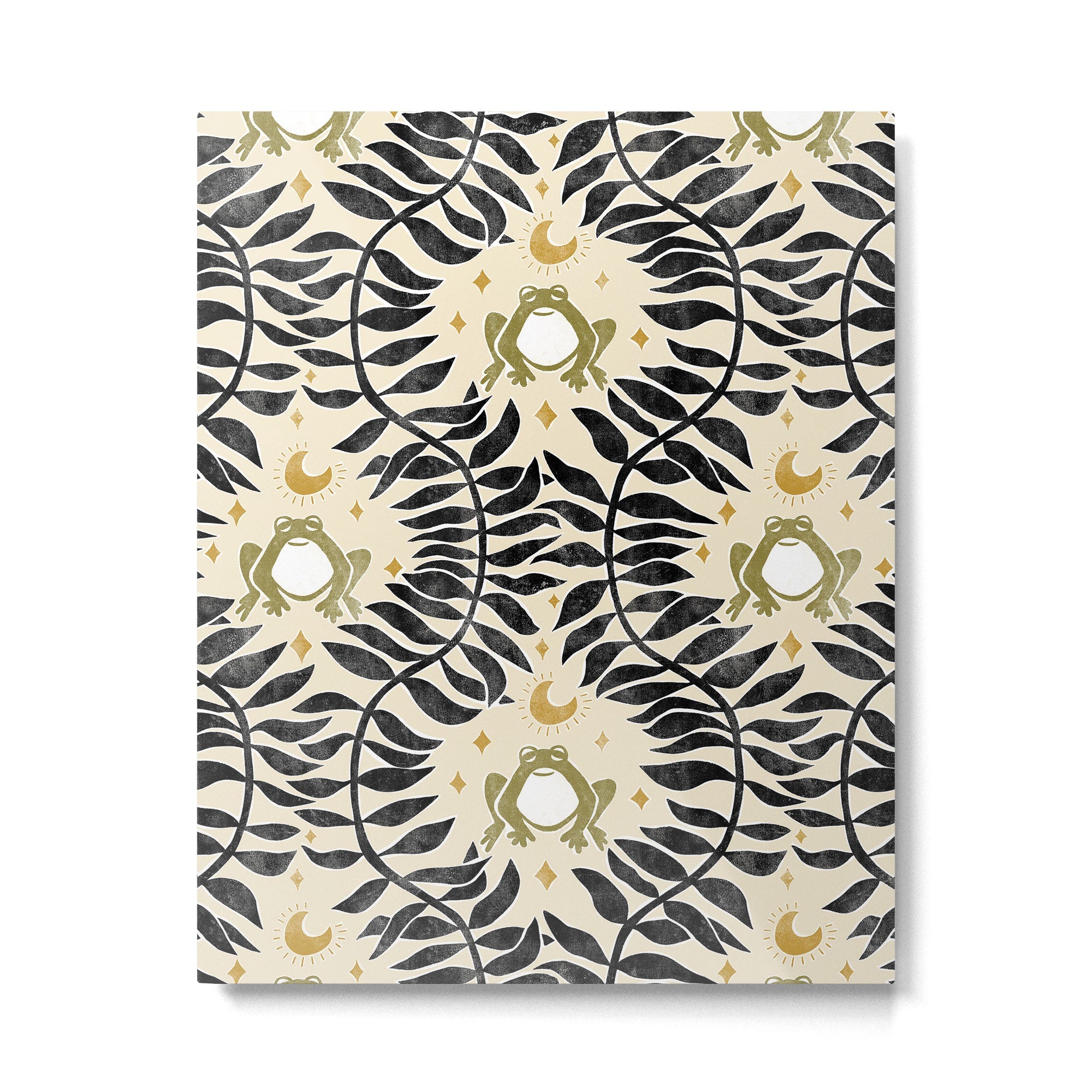 Froggie Ogee - black, moss green, and cream Metal Print | TeksDecor