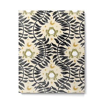 Froggie Ogee - black, moss green, and cream Metal Print | TeksDecor