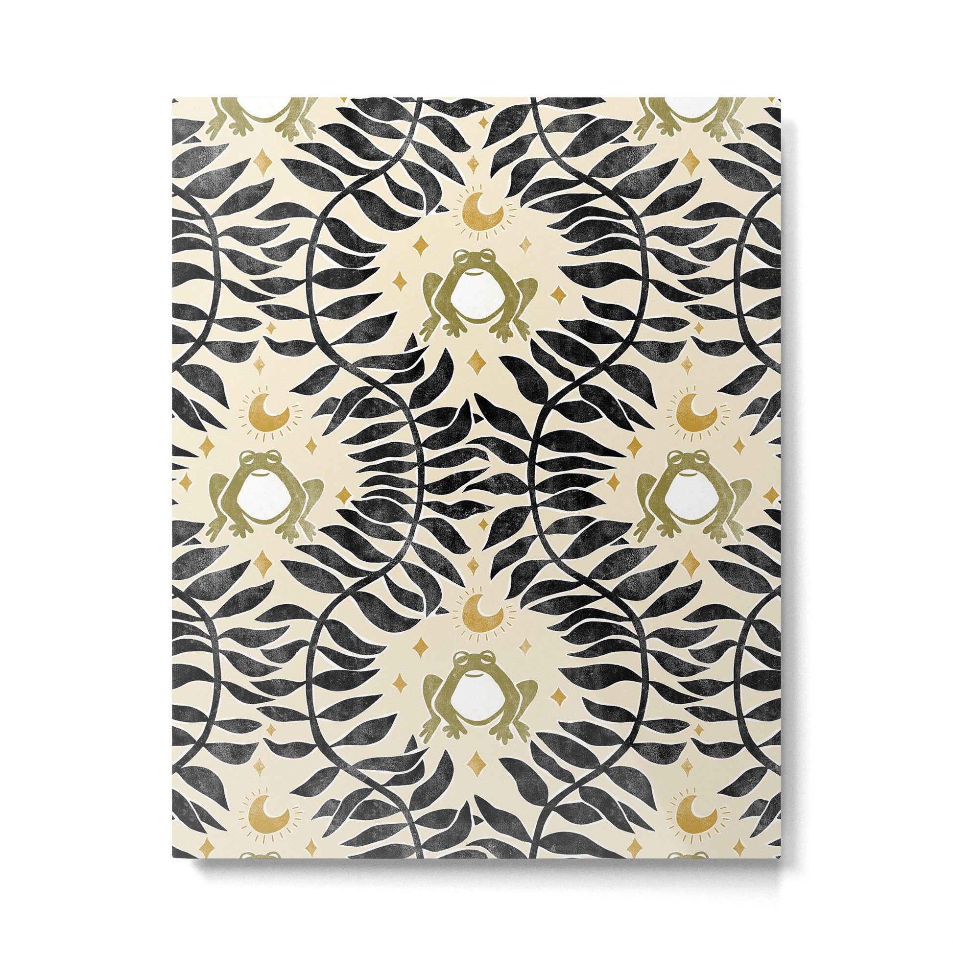 Froggie Ogee - black, moss green, and cream Metal Print | TeksDecor