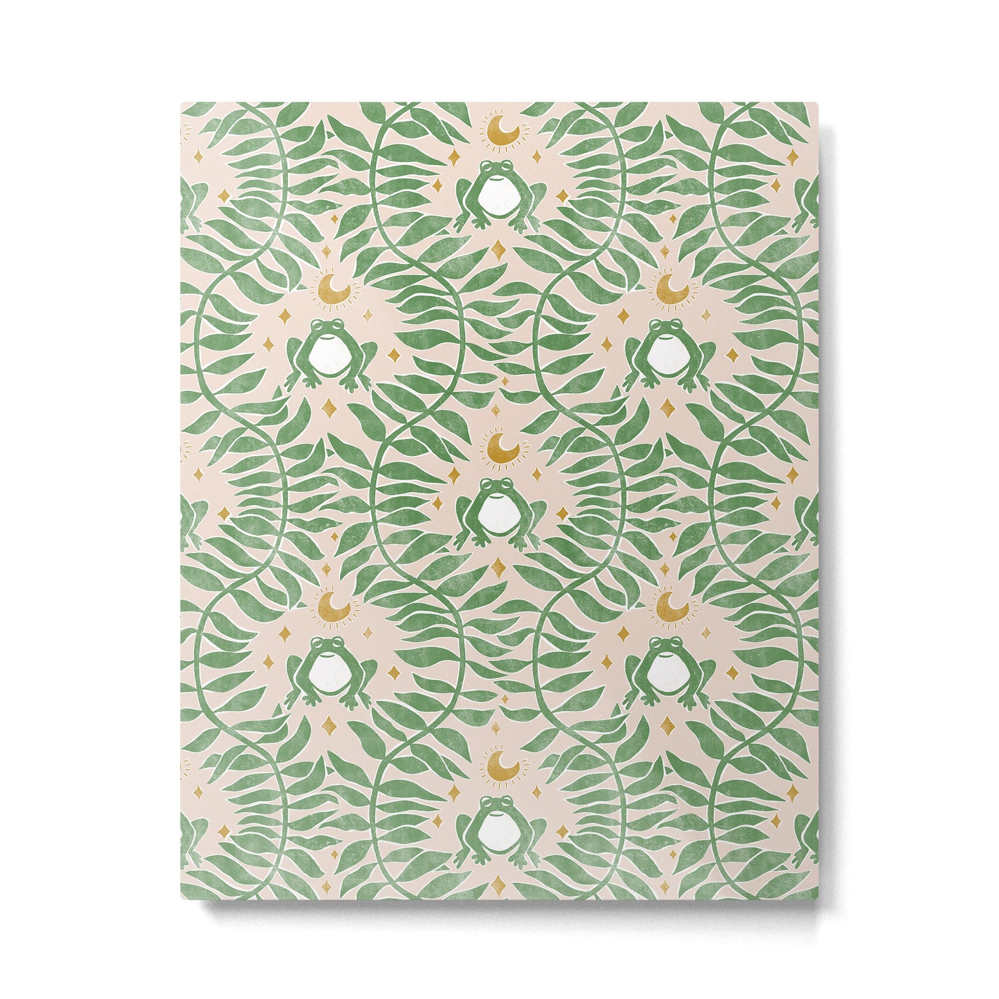 Froggie Ogee - green and blush Metal Print | TeksDecor