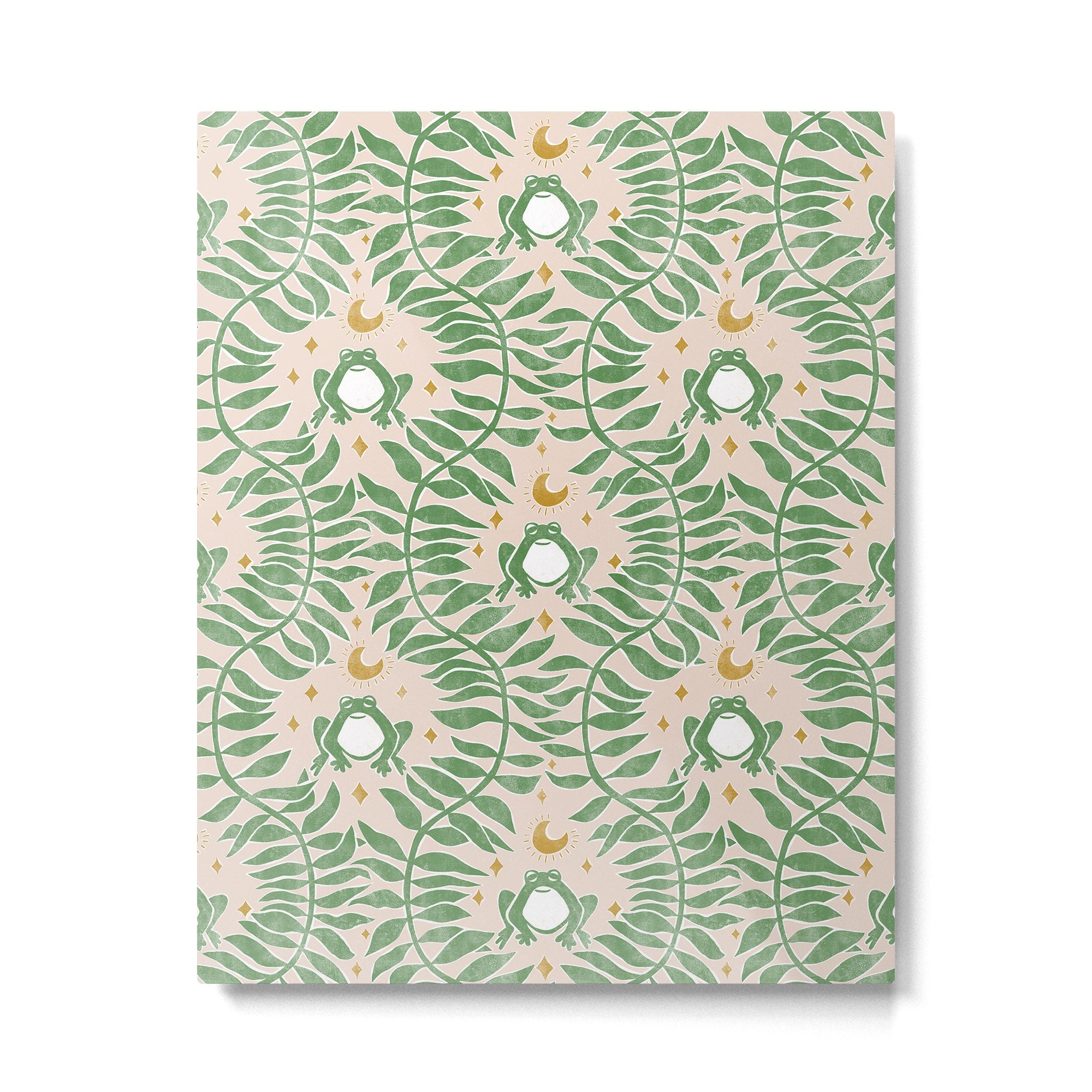 Froggie Ogee - green and blush Metal Print | TeksDecor