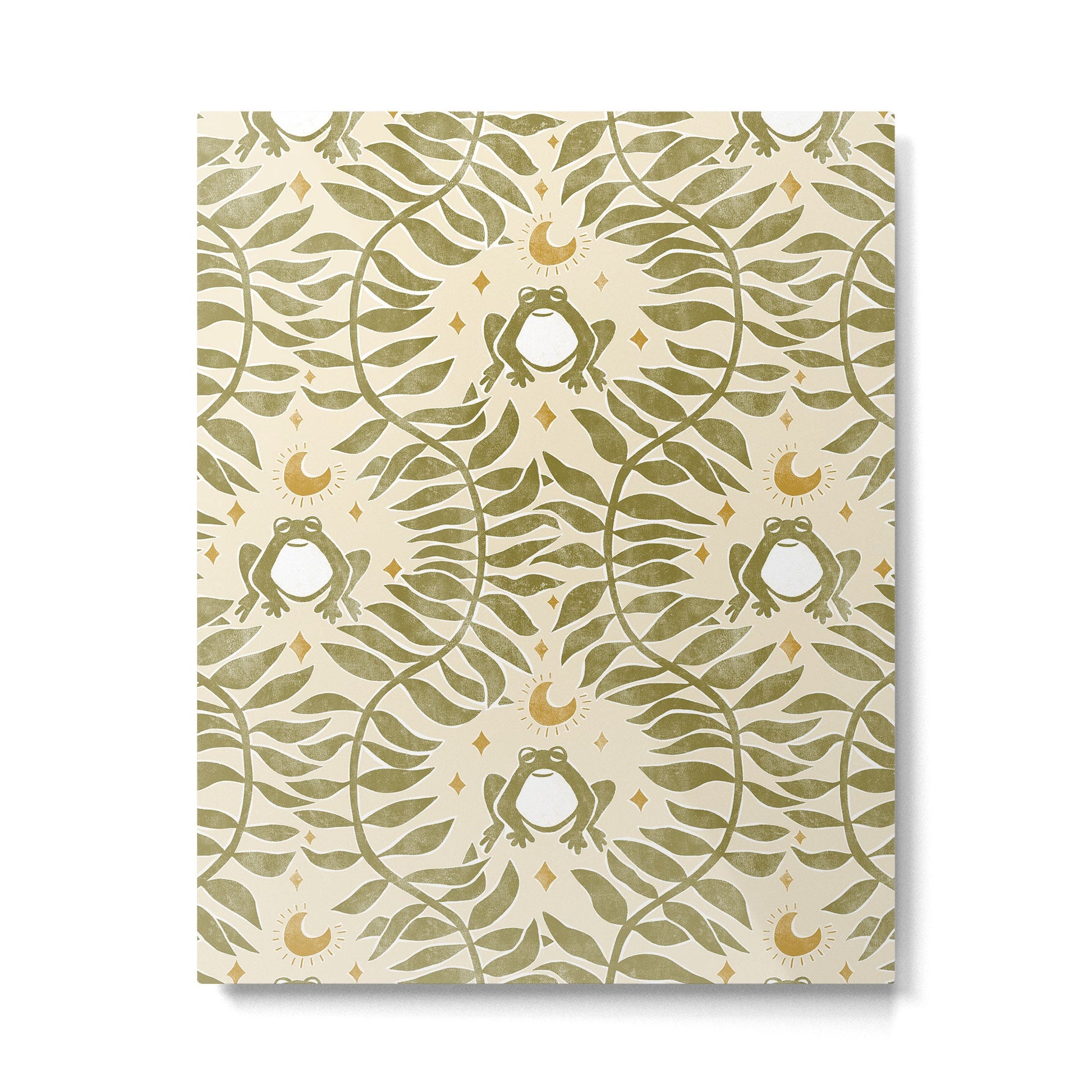 Froggie  Ogee - moss green and cream Metal Print | TeksDecor