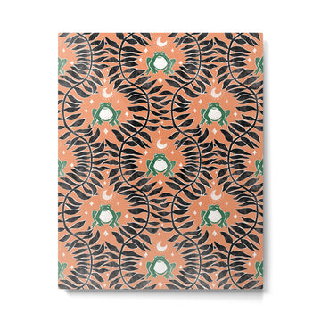 Froggie Ogee - papaya, green, and black Metal Print | TeksDecor