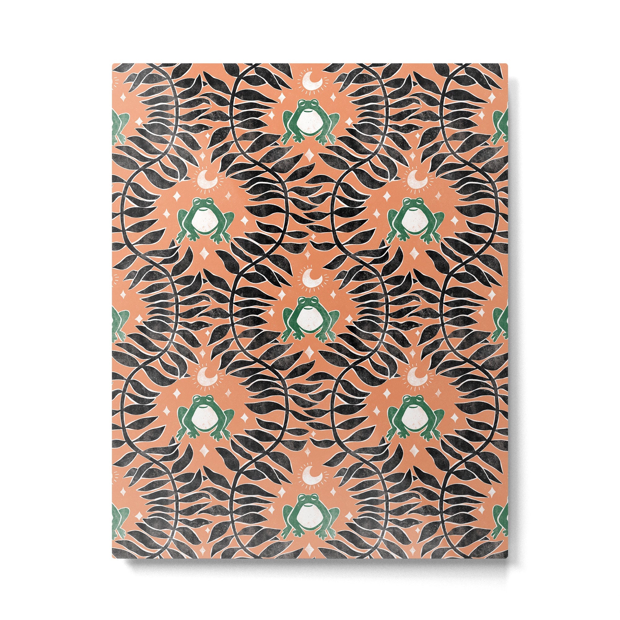 Froggie Ogee - papaya, green, and black Metal Print | TeksDecor