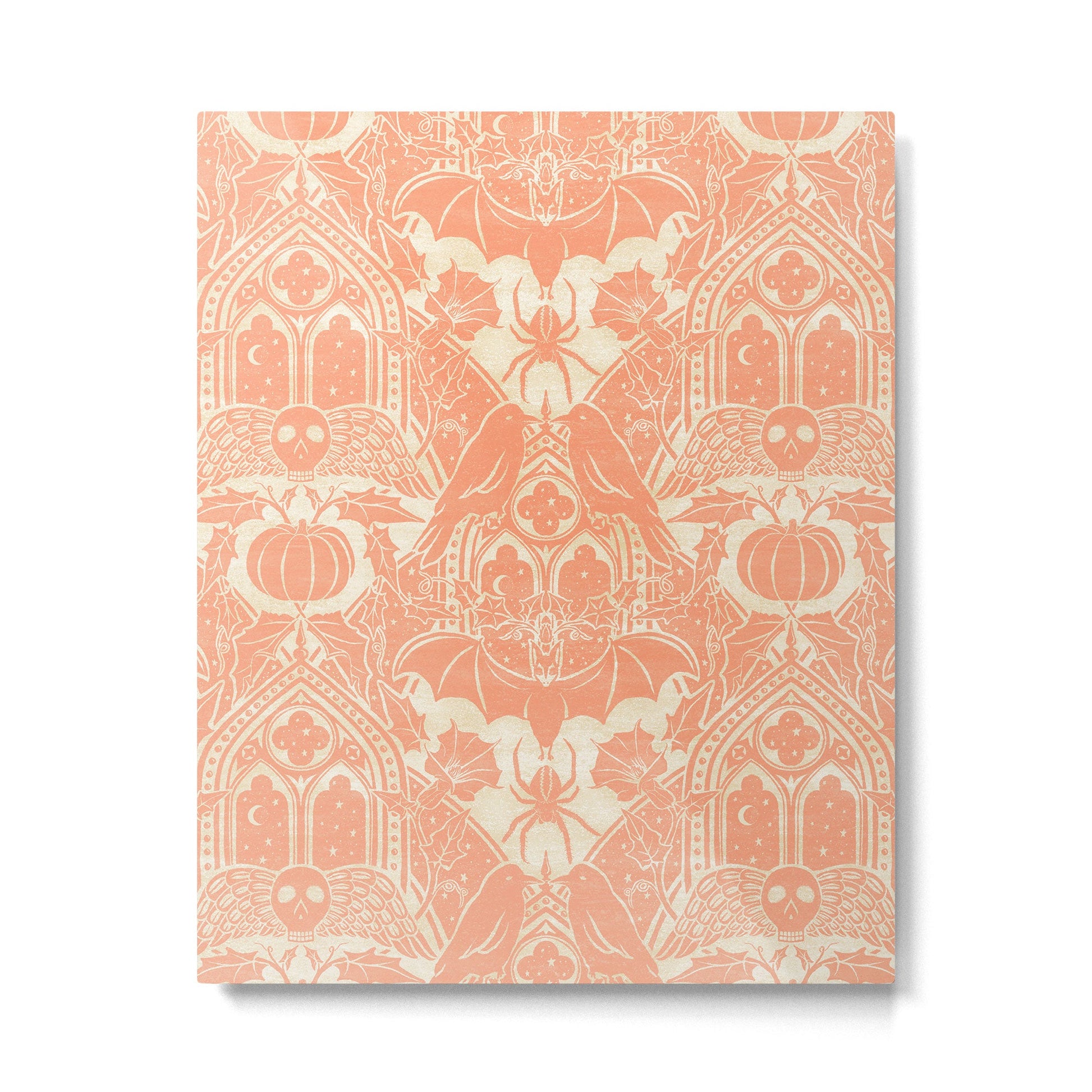 Gothic Halloween Damask - peach and cream Metal Print | TeksDecor
