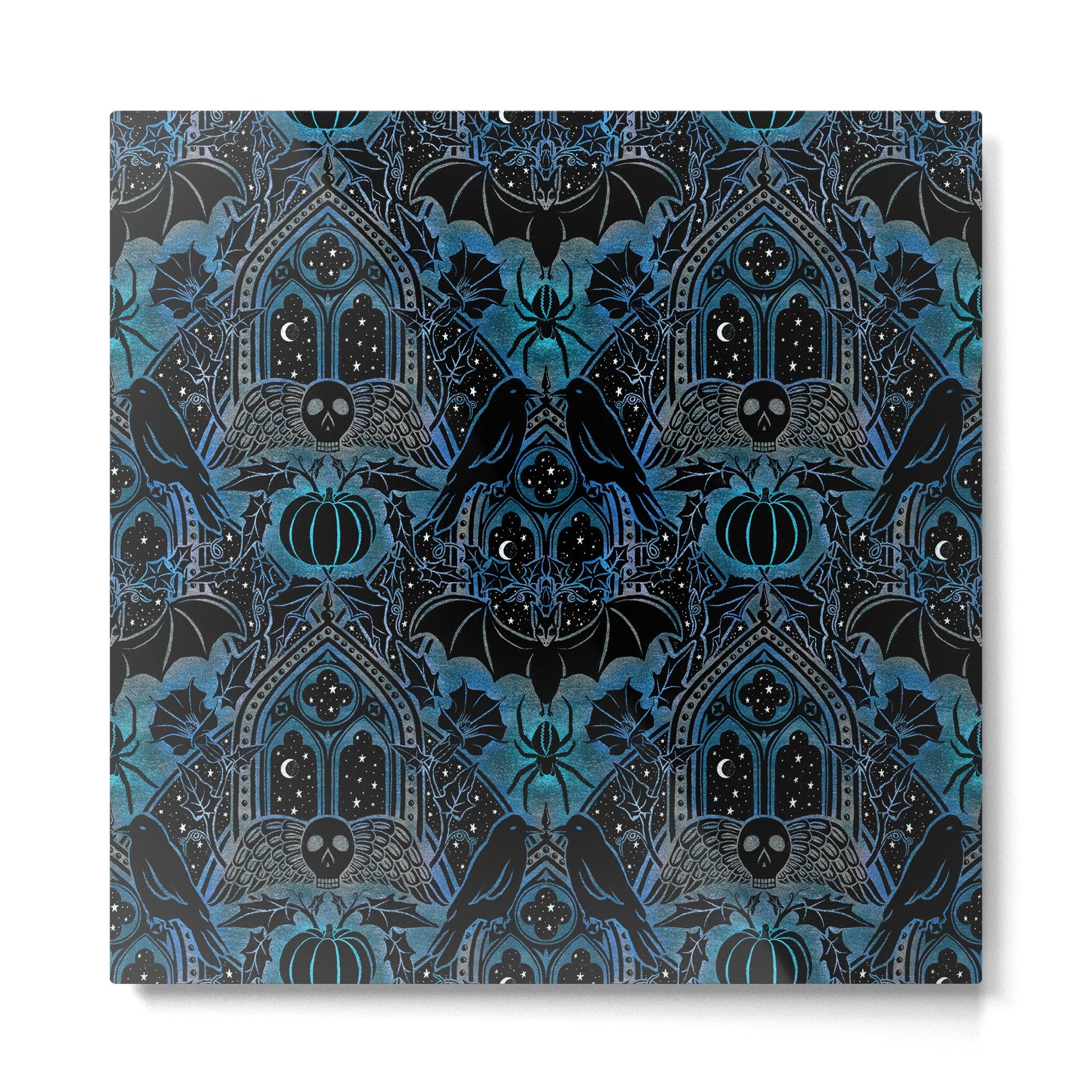 Gothic Halloween - Eerie Blue Metal Print | TeksDecor