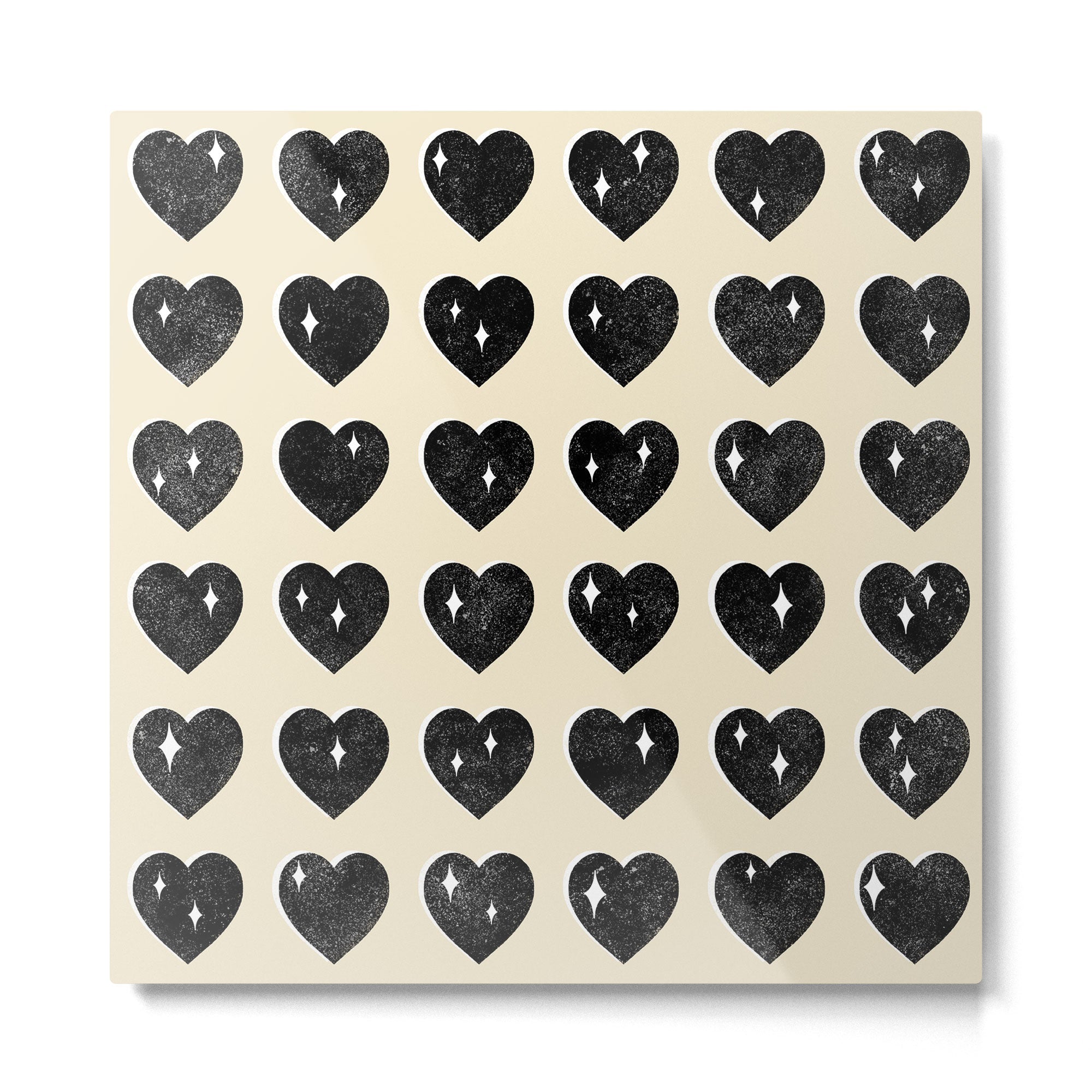 Love Hearts - black and cream Metal Print | TeksDecor