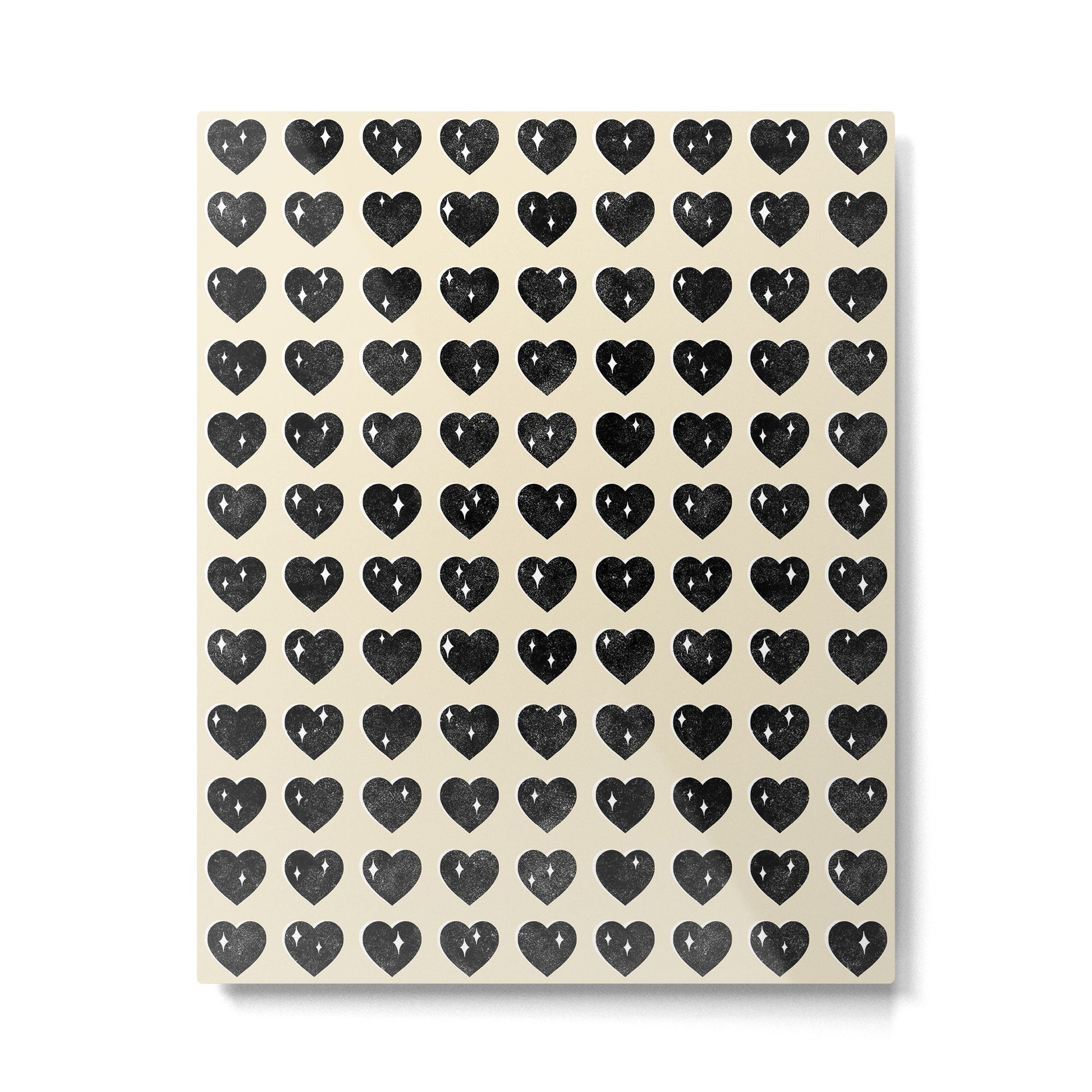 Love Hearts - black and cream Metal Print | TeksDecor