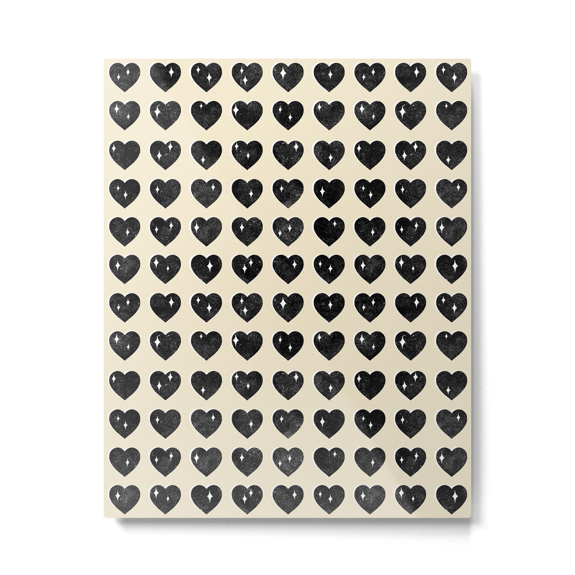 Love Hearts - black and cream Metal Print | TeksDecor