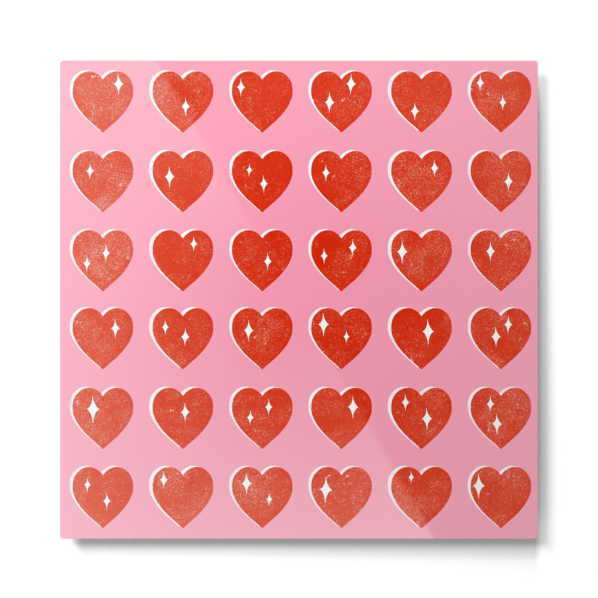 Love Hearts - red on pink Metal Print | TeksDecor