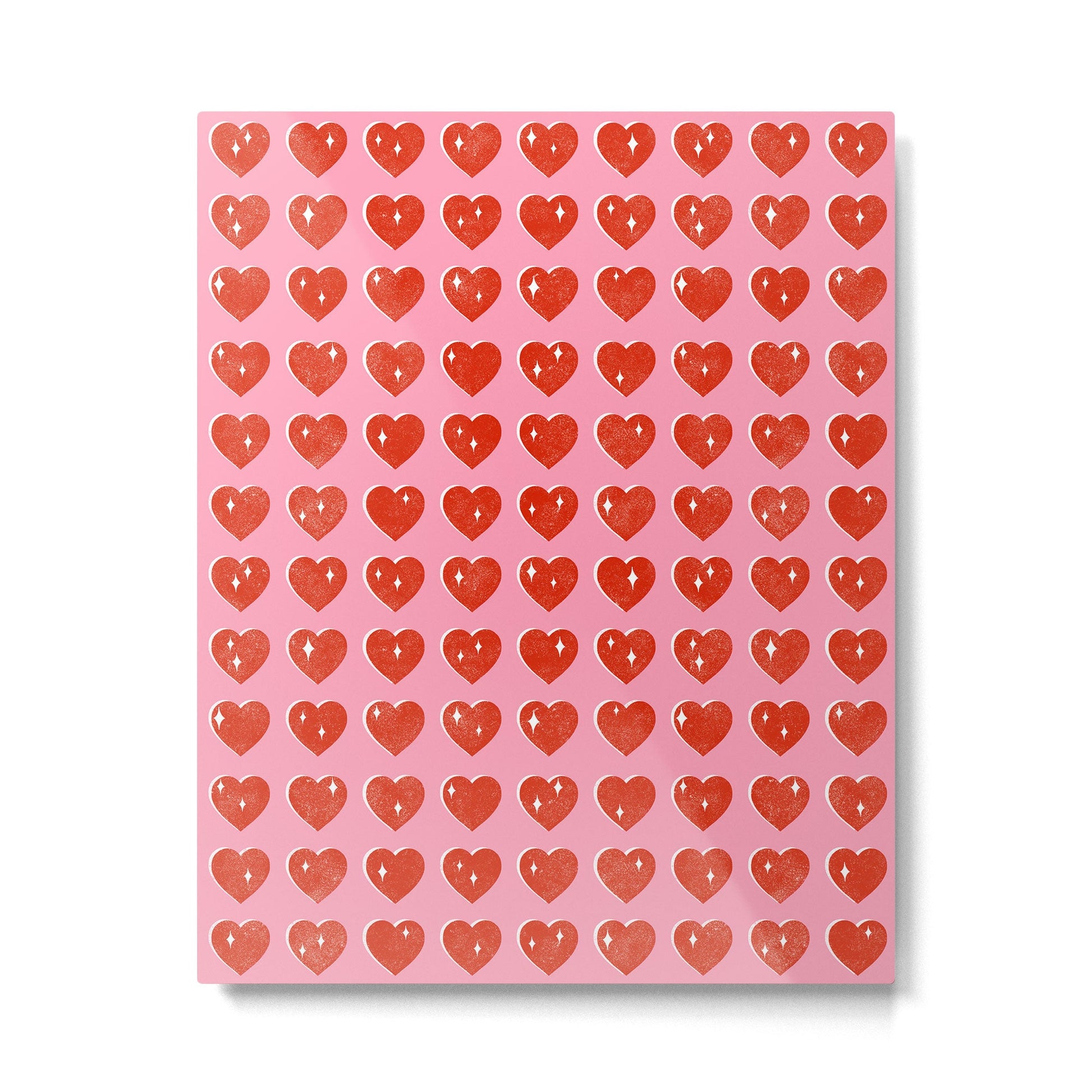 Love Hearts - red on pink Metal Print | TeksDecor