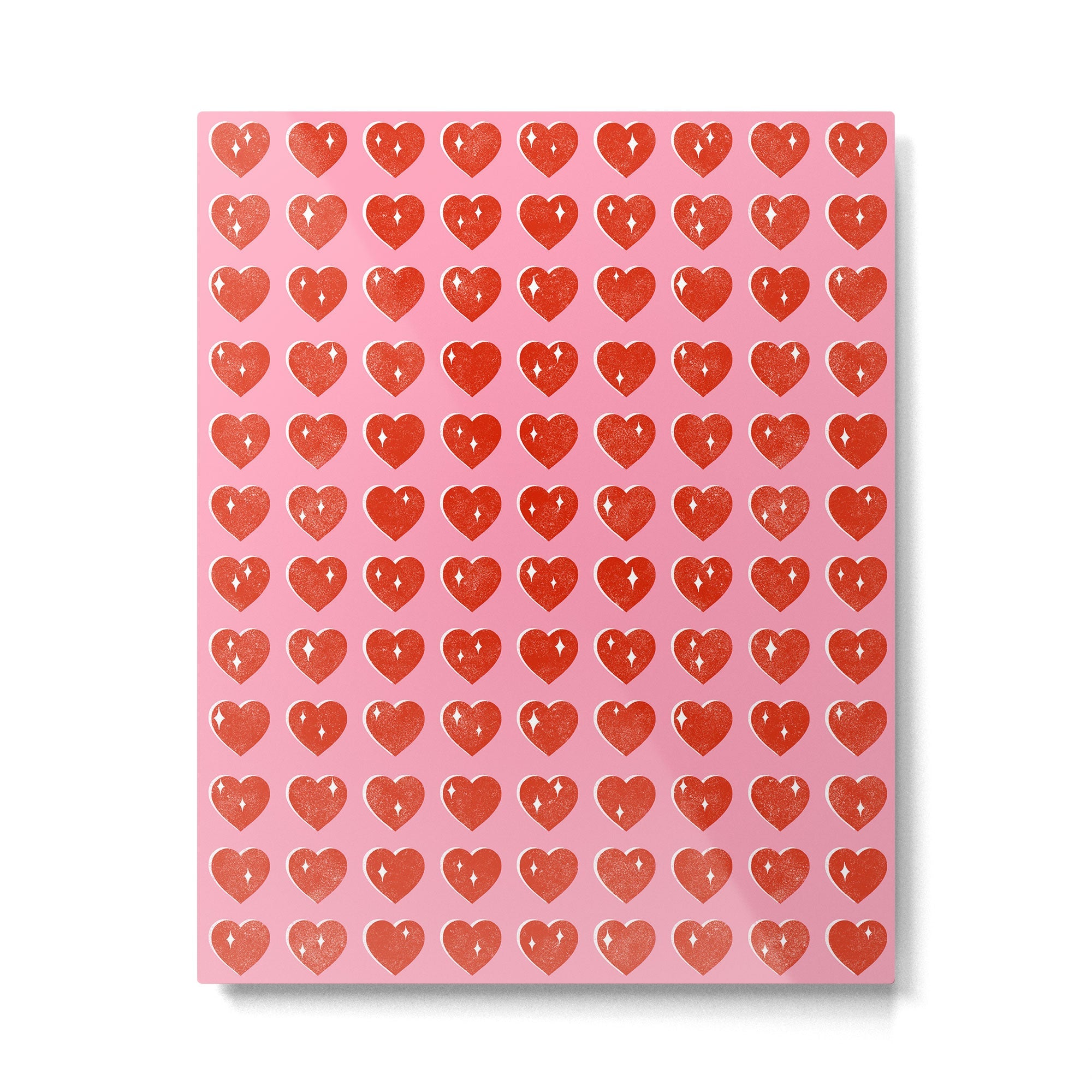 Love Hearts - red on pink Metal Print | TeksDecor