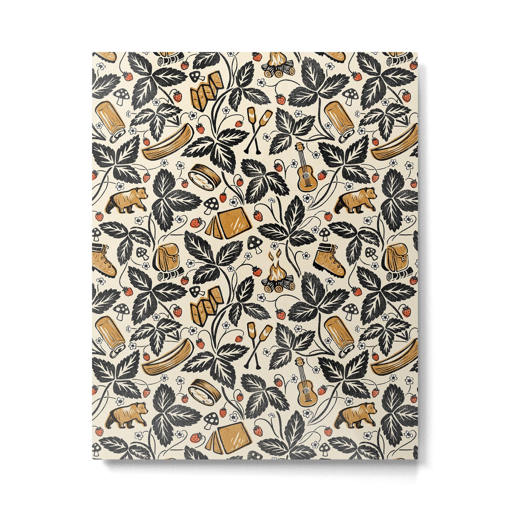 Summer Camping - Black, cream, and gold Metal Print | TeksDecor
