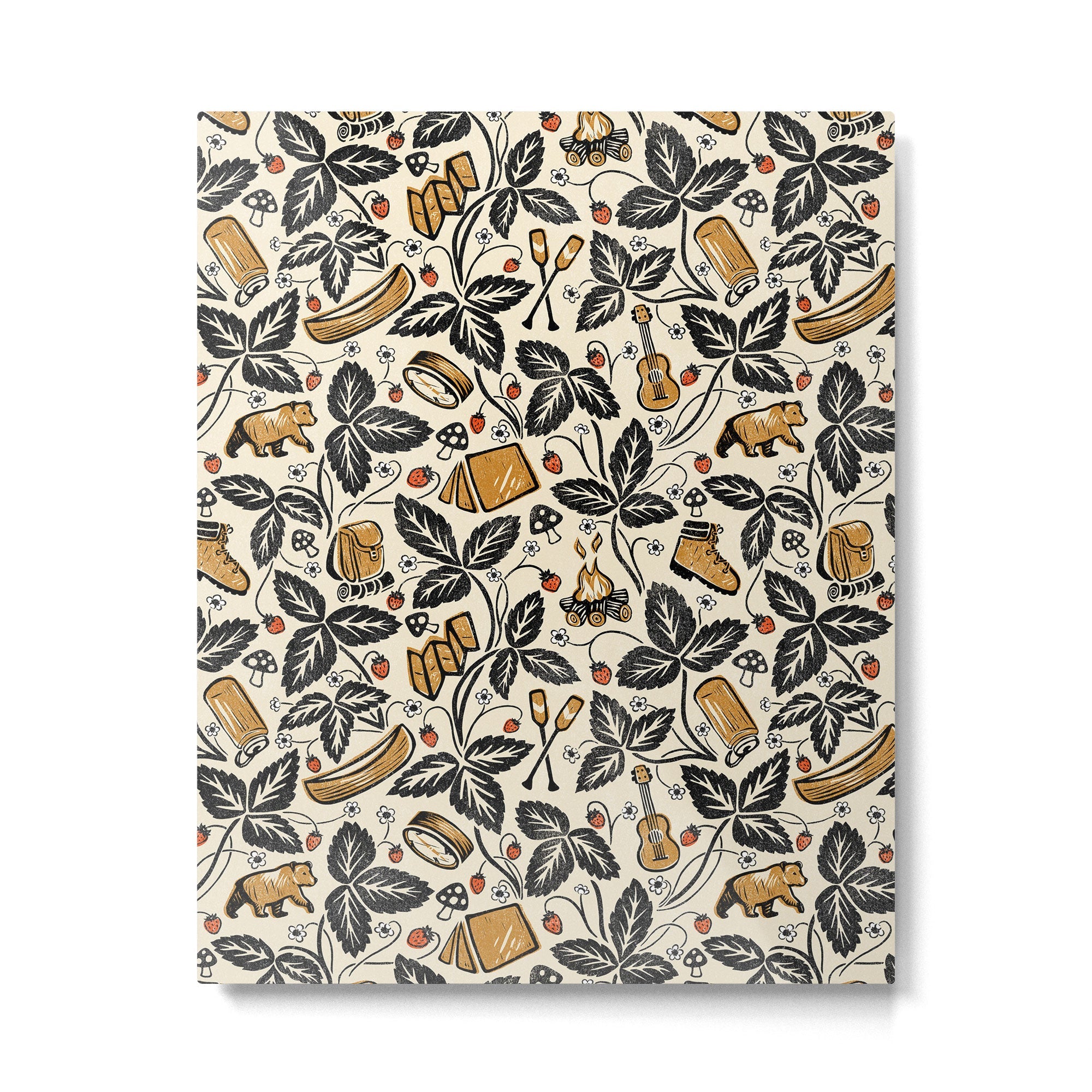 Summer Camping - Black, cream, and gold Metal Print | TeksDecor