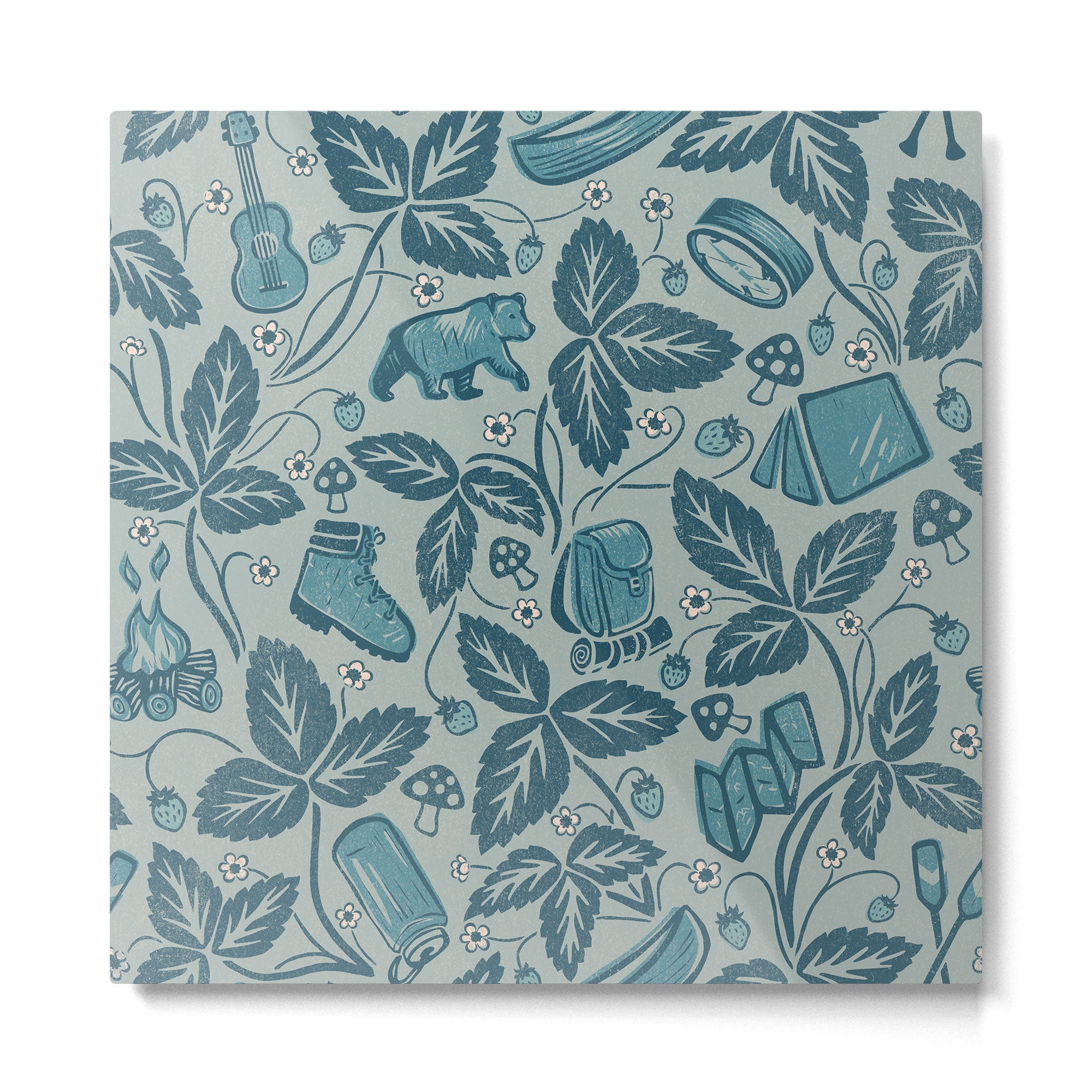 Summer Camping - blue Metal Print | TeksDecor