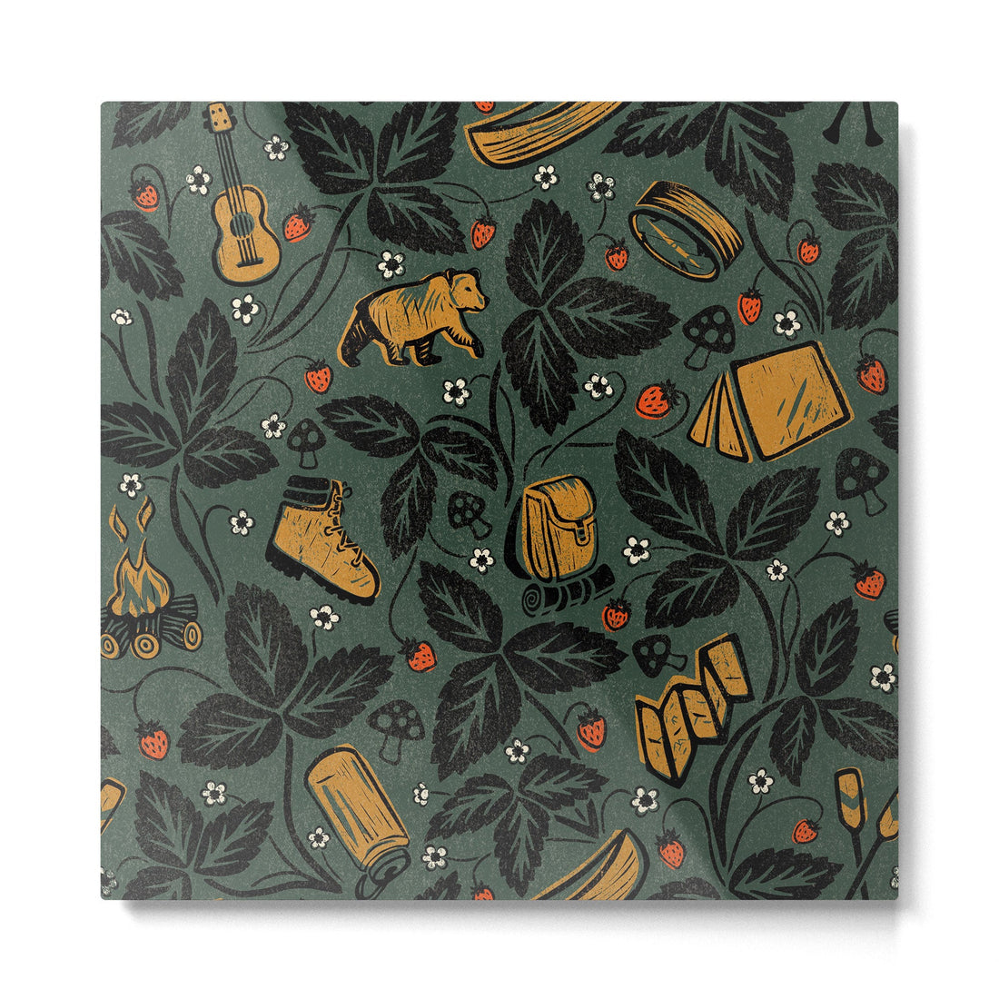 Summer Camping - Forest Green Metal Print | TeksDecor