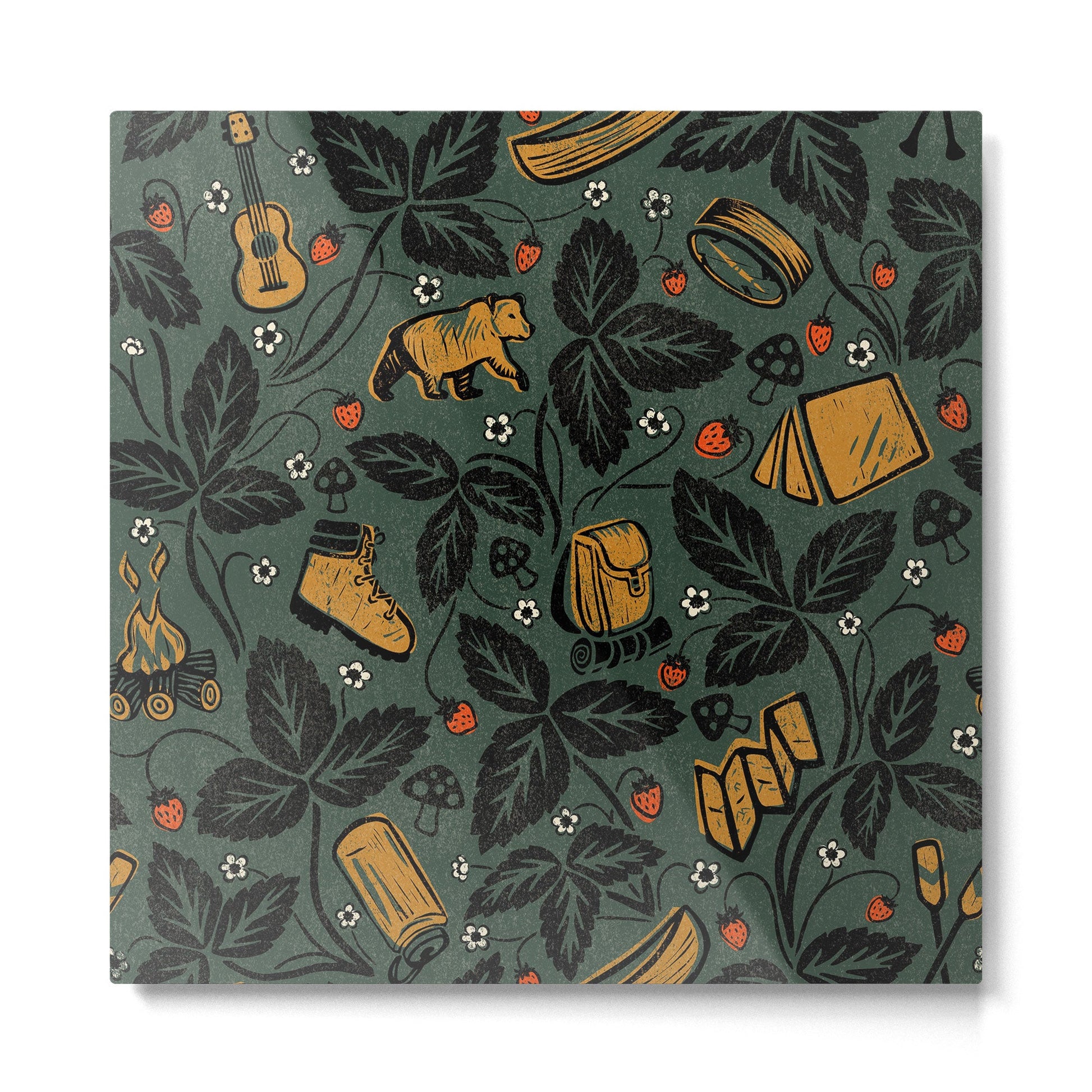 Summer Camping - Forest Green Metal Print | TeksDecor