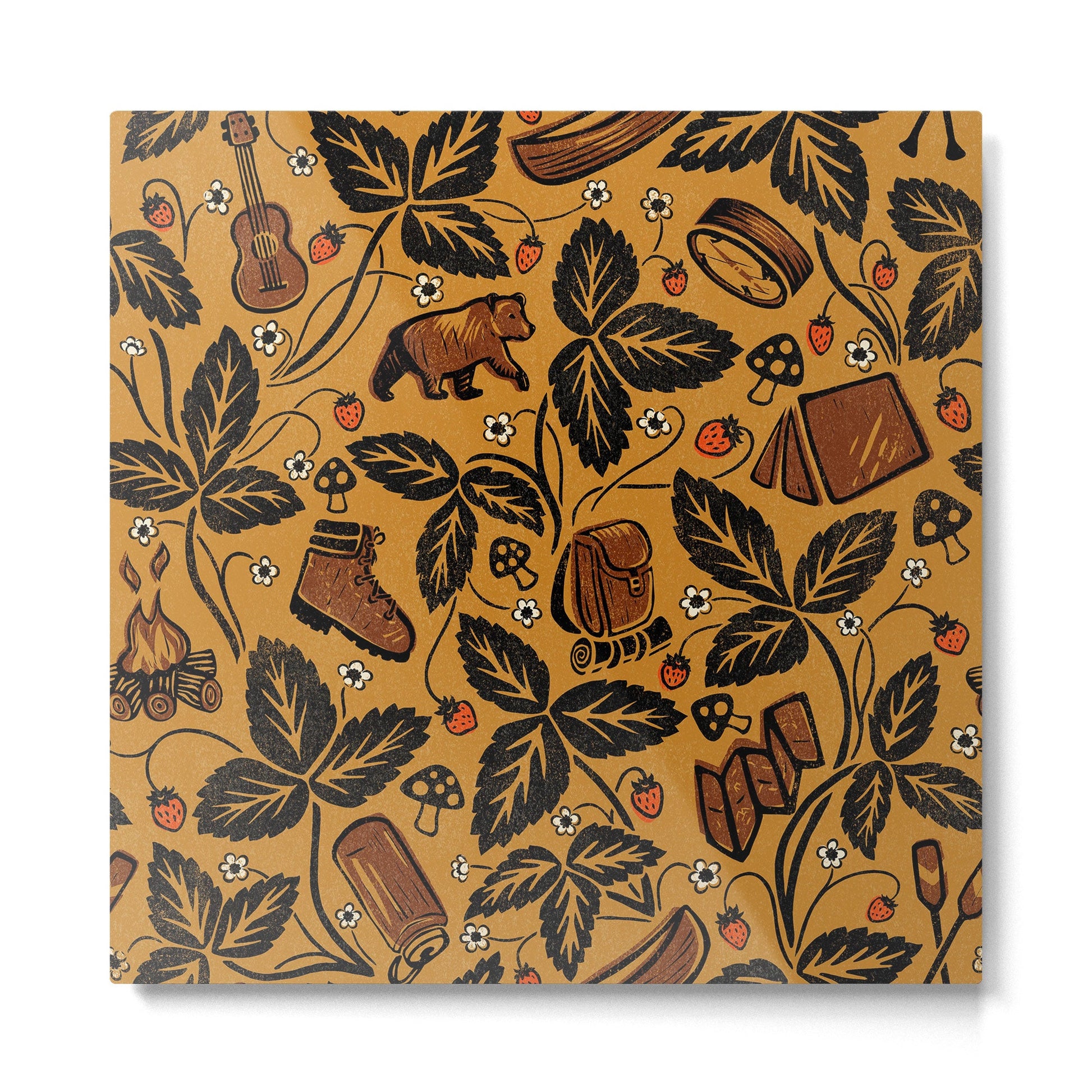 Summer Camping - Golden Metal Print | TeksDecor