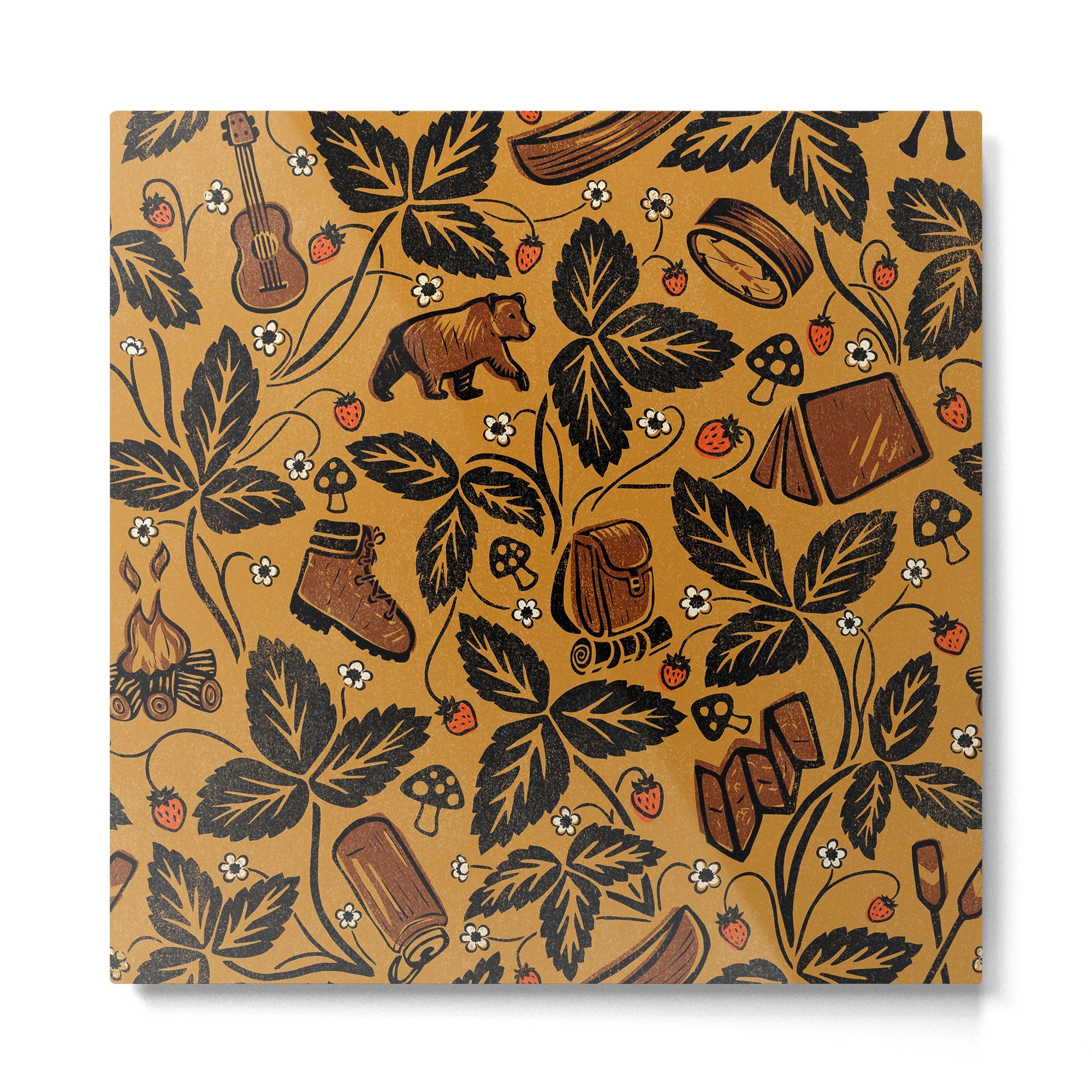 Summer Camping - Golden Metal Print | TeksDecor