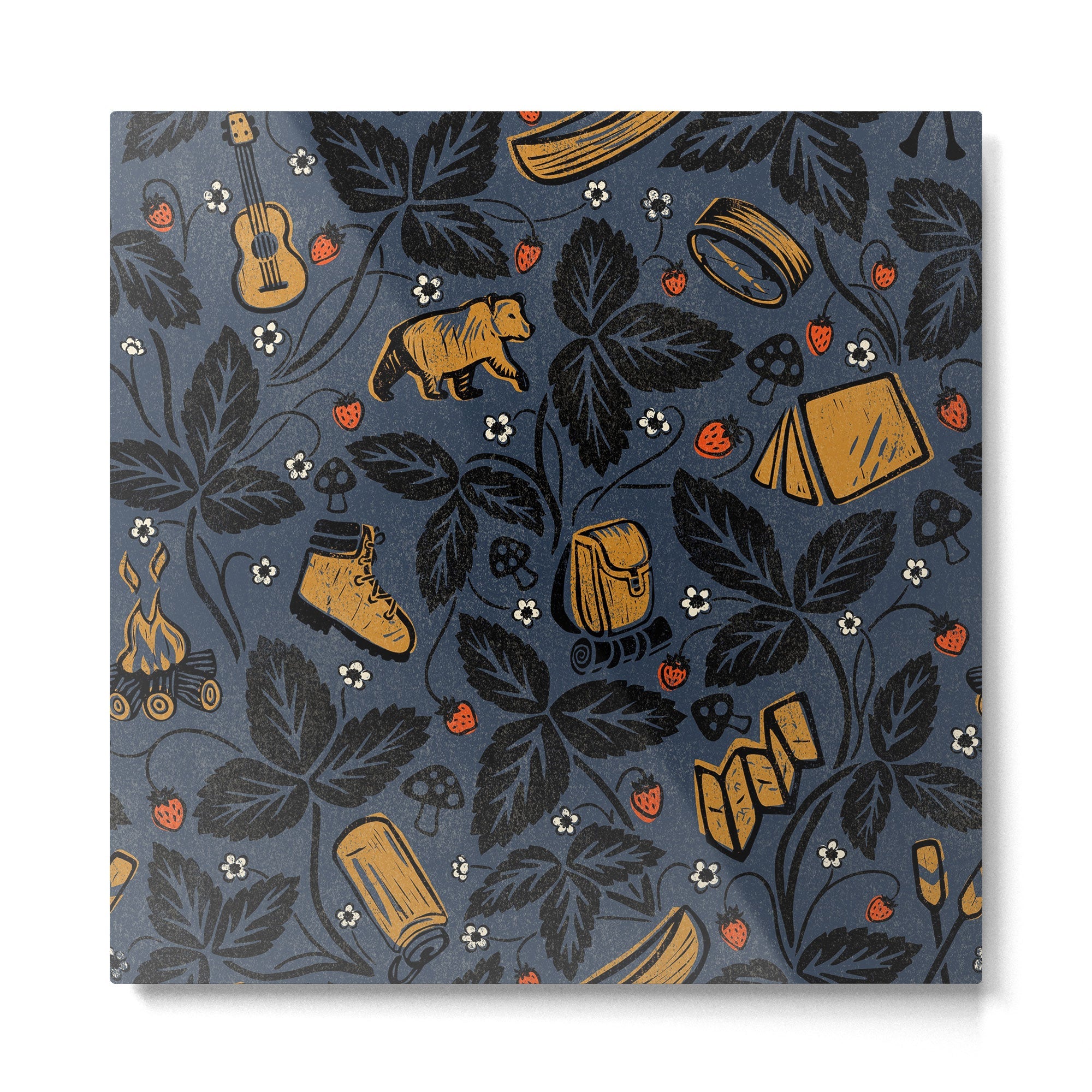 Summer Camping - Midnight Blue Metal Print | TeksDecor
